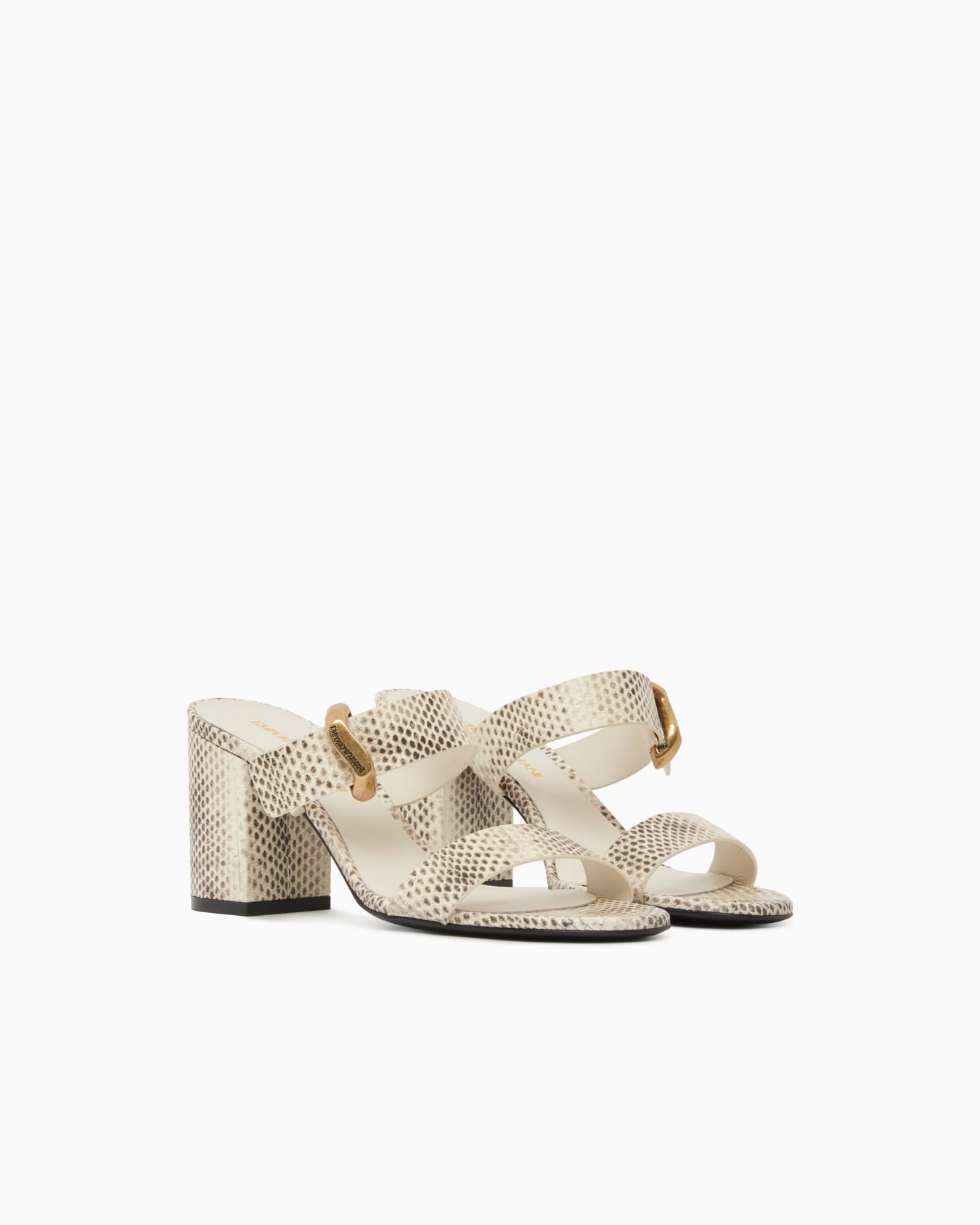 Sandals with heel in python-print leather Slide 1