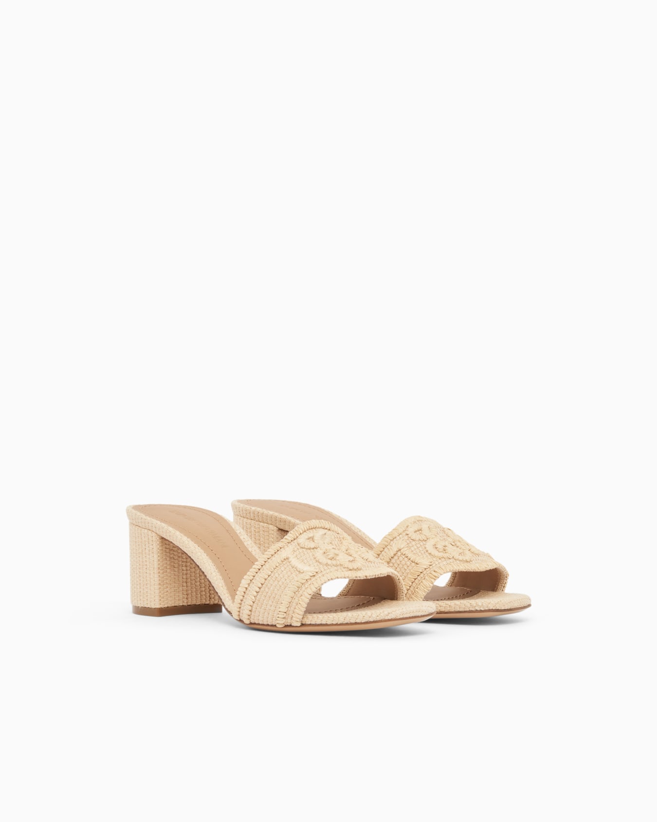 Woven raffia heeled sandals Slide 1