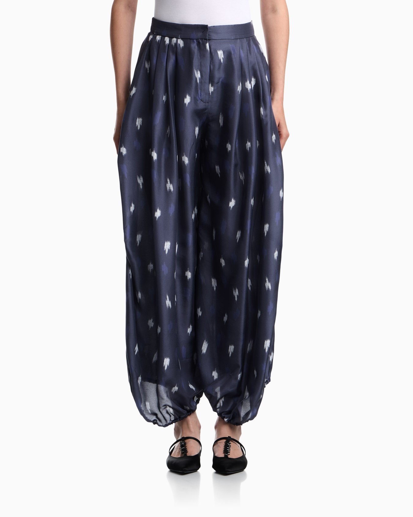 Hose aus Shantung-Seide mit weitem Bein und Carpet-Print Folie 3