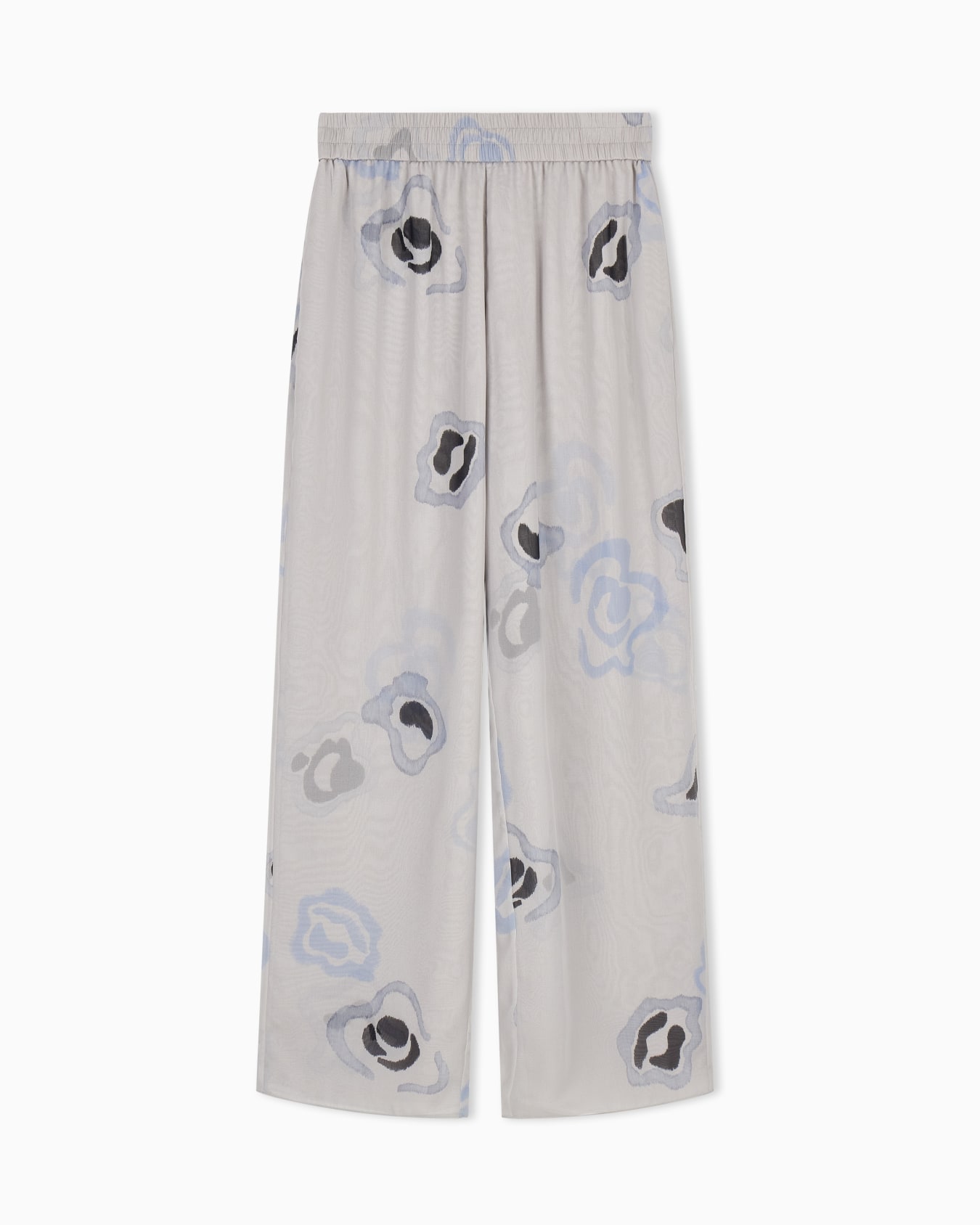 Pantalones en chifón de seda con estampado floral efecto acuarela Diapositiva 0