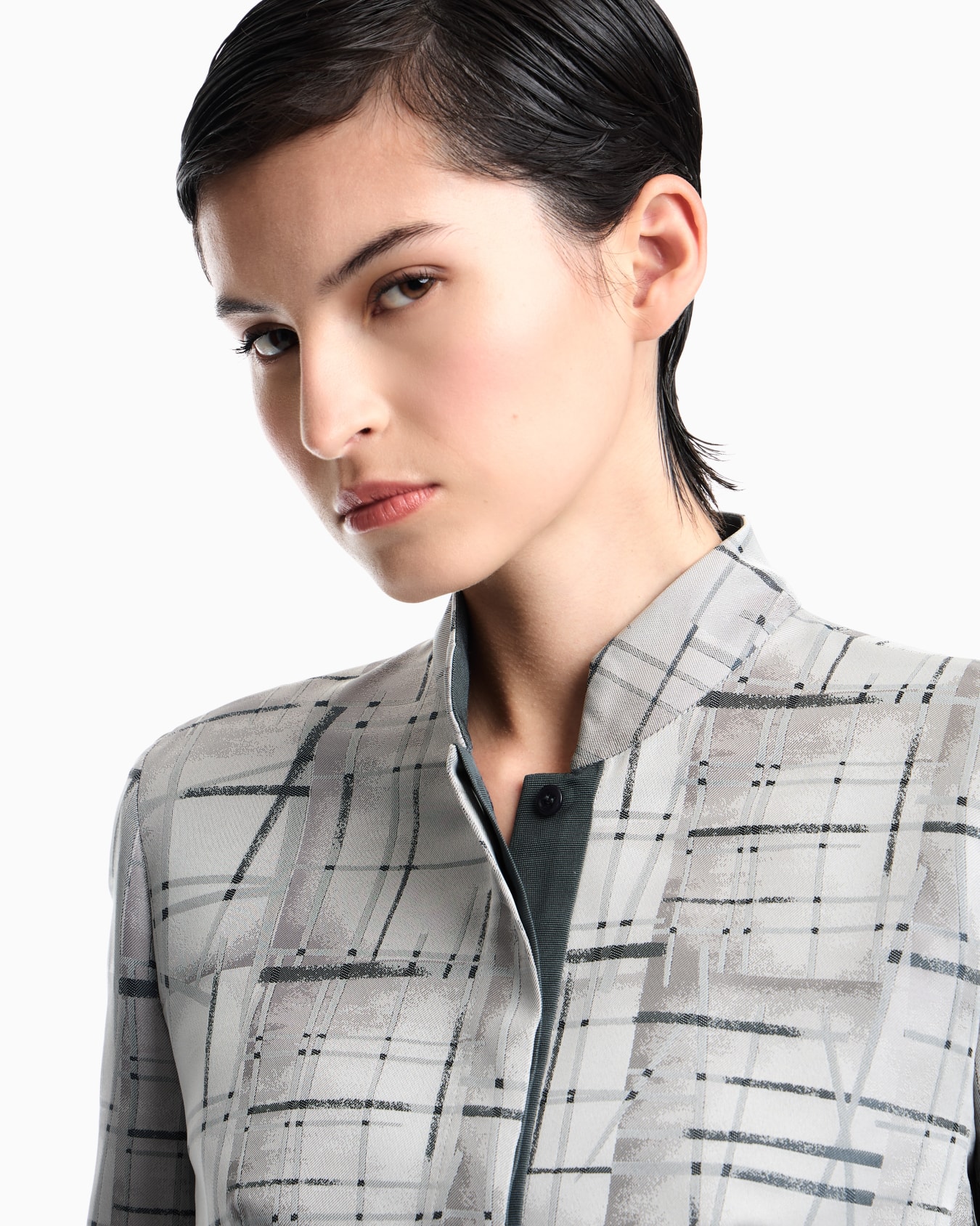 Shirt in irregular check jacquard fabric Slide 6
