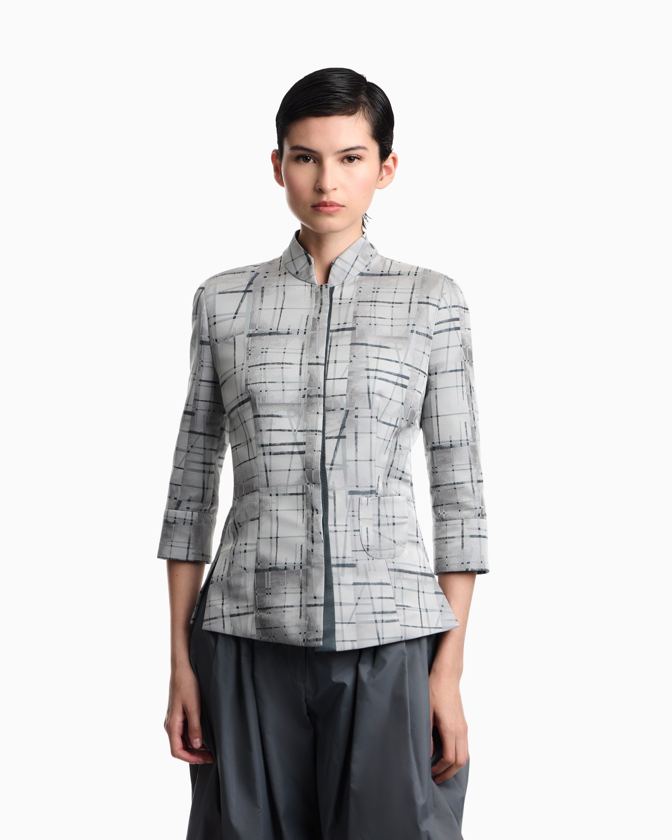 Shirt in irregular check jacquard fabric Slide 3