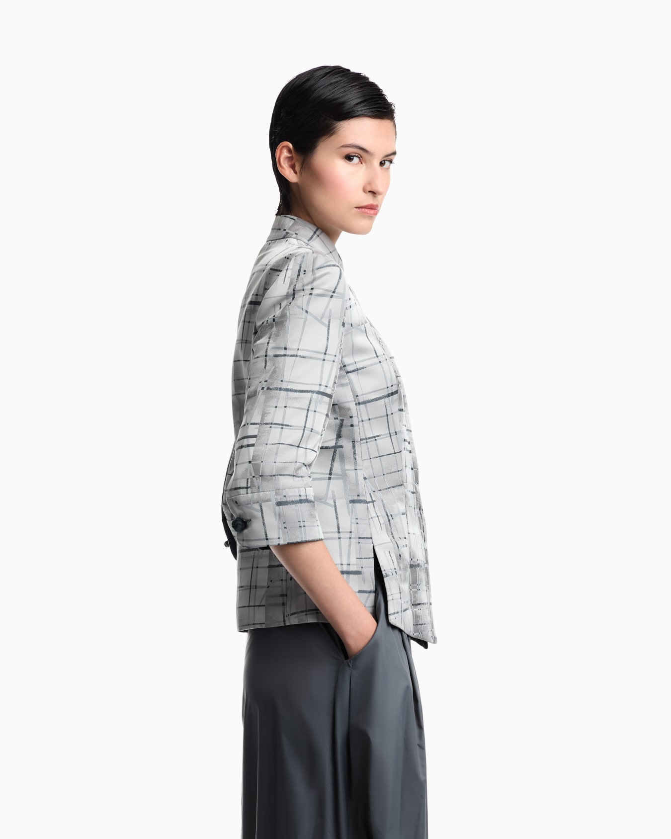 Shirt in irregular check jacquard fabric Slide 7
