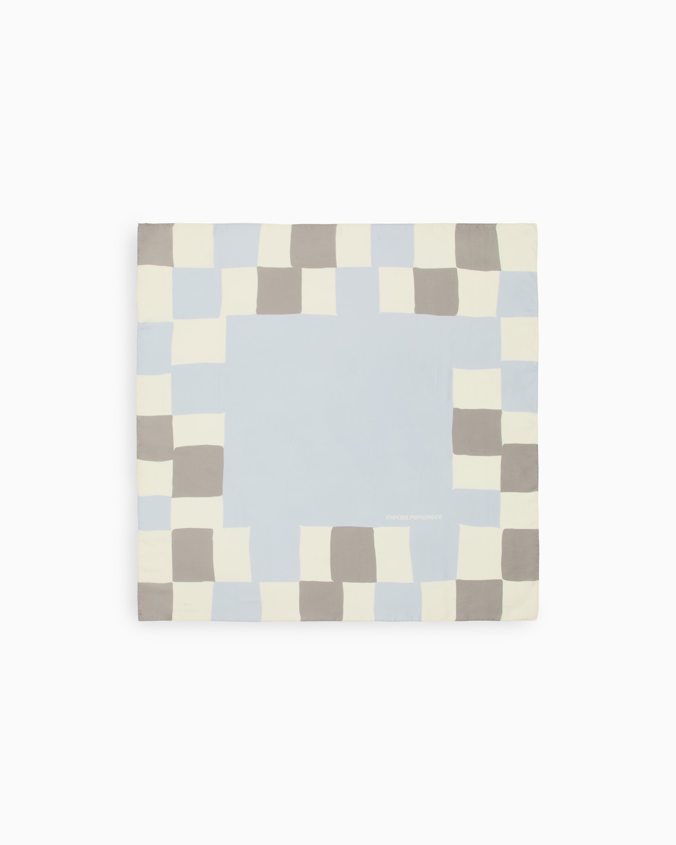 Pure silk foulard with a check frame Slide 0