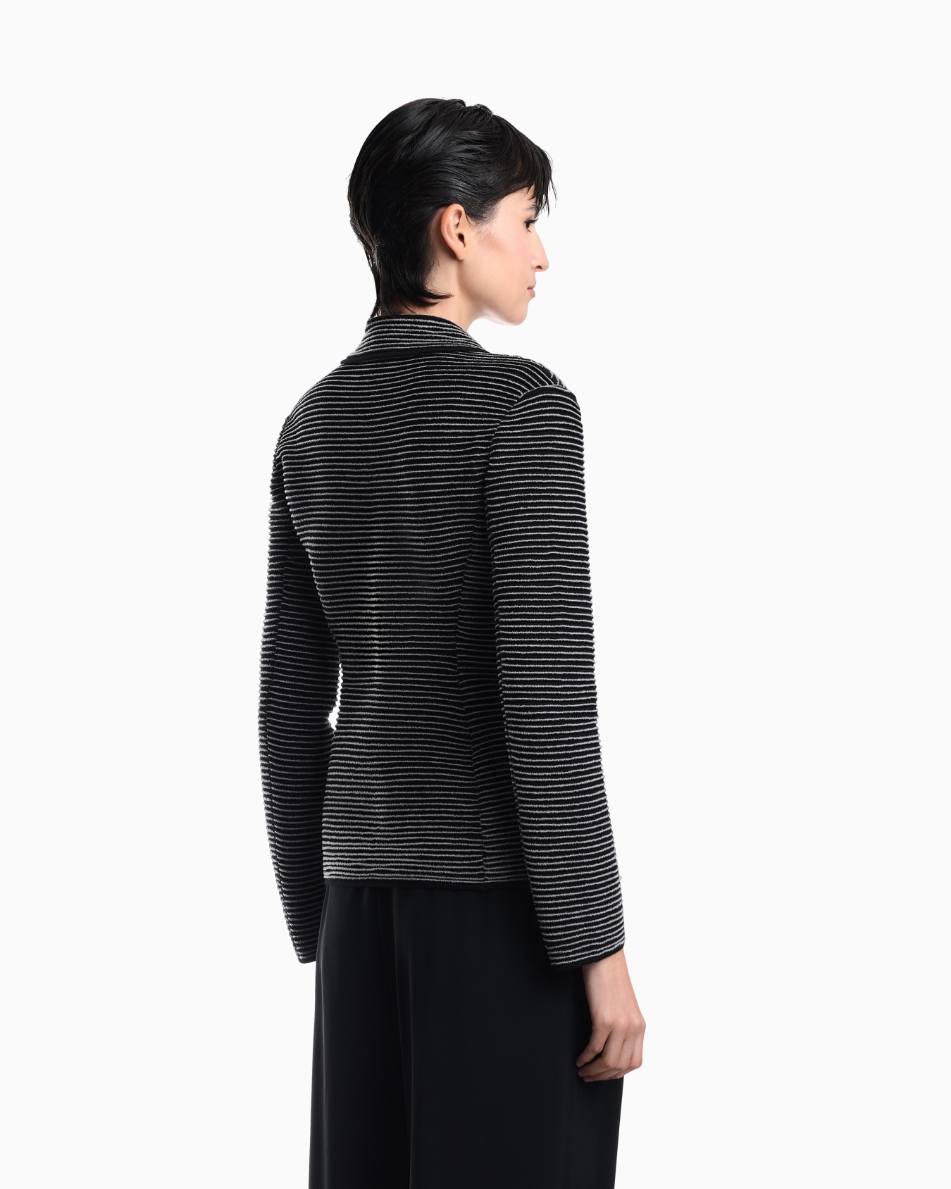 Blazer in striped ottoman fabric with front flap pockets Slide 5