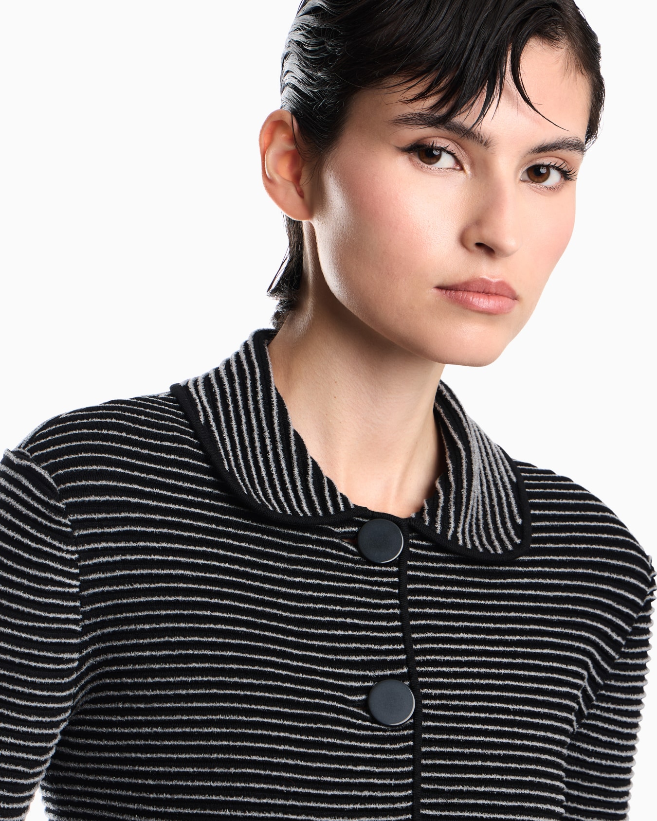 Blazer in striped ottoman fabric with front flap pockets Slide 6