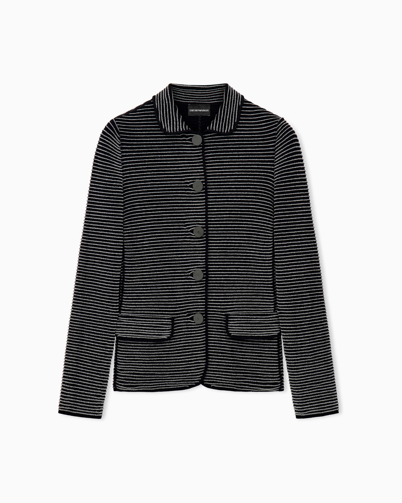 Blazer in striped ottoman fabric with front flap pockets Slide 0