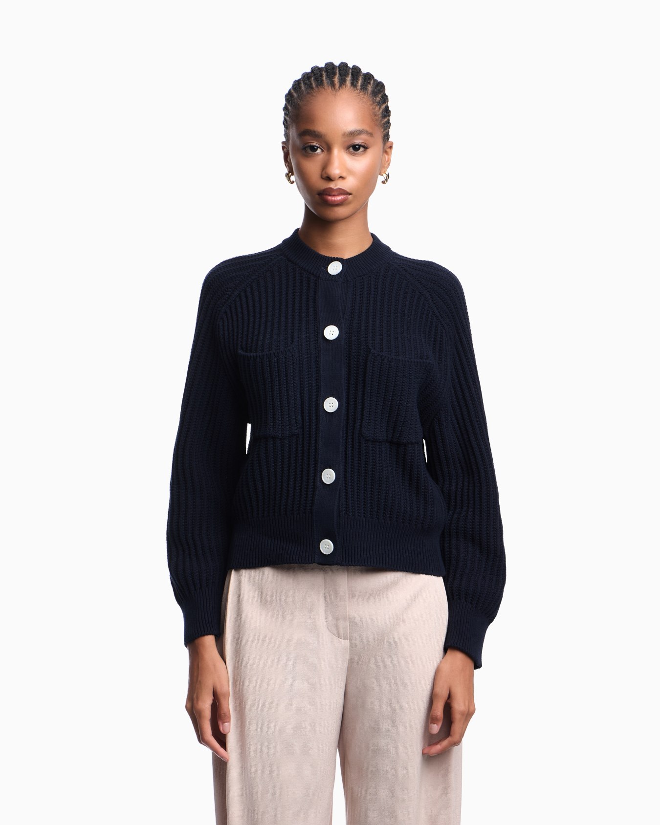 English rib knit cardigan Diapositiva 3