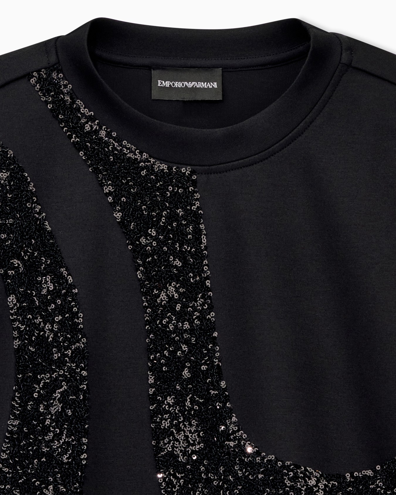 Crew-neck scuba sweatshirt with abstract sequin design Slide 2