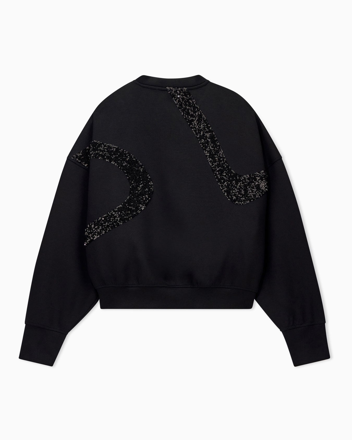 Crew-neck scuba sweatshirt with abstract sequin design Slide 1