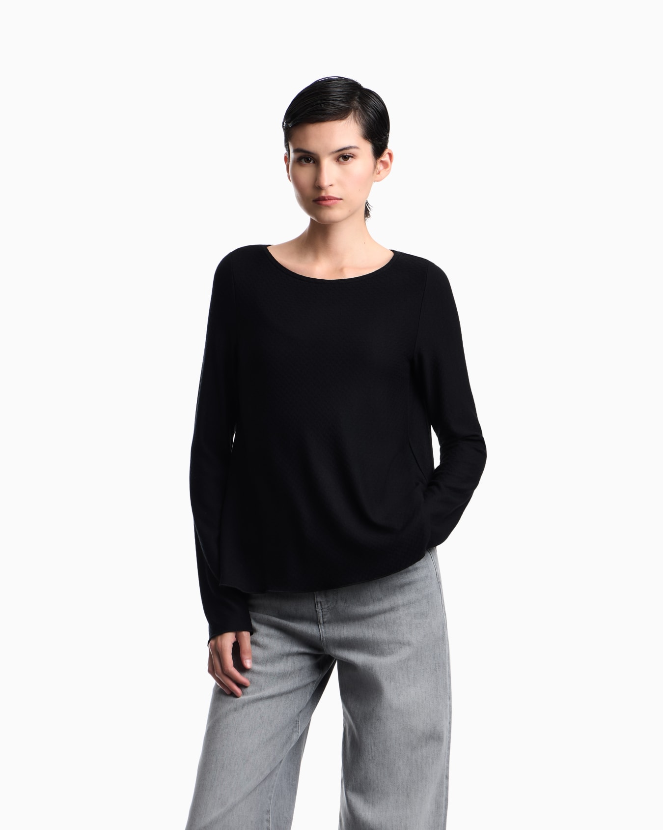 Jersey de manga larga con punto jacquard en relieve Diapositiva 3