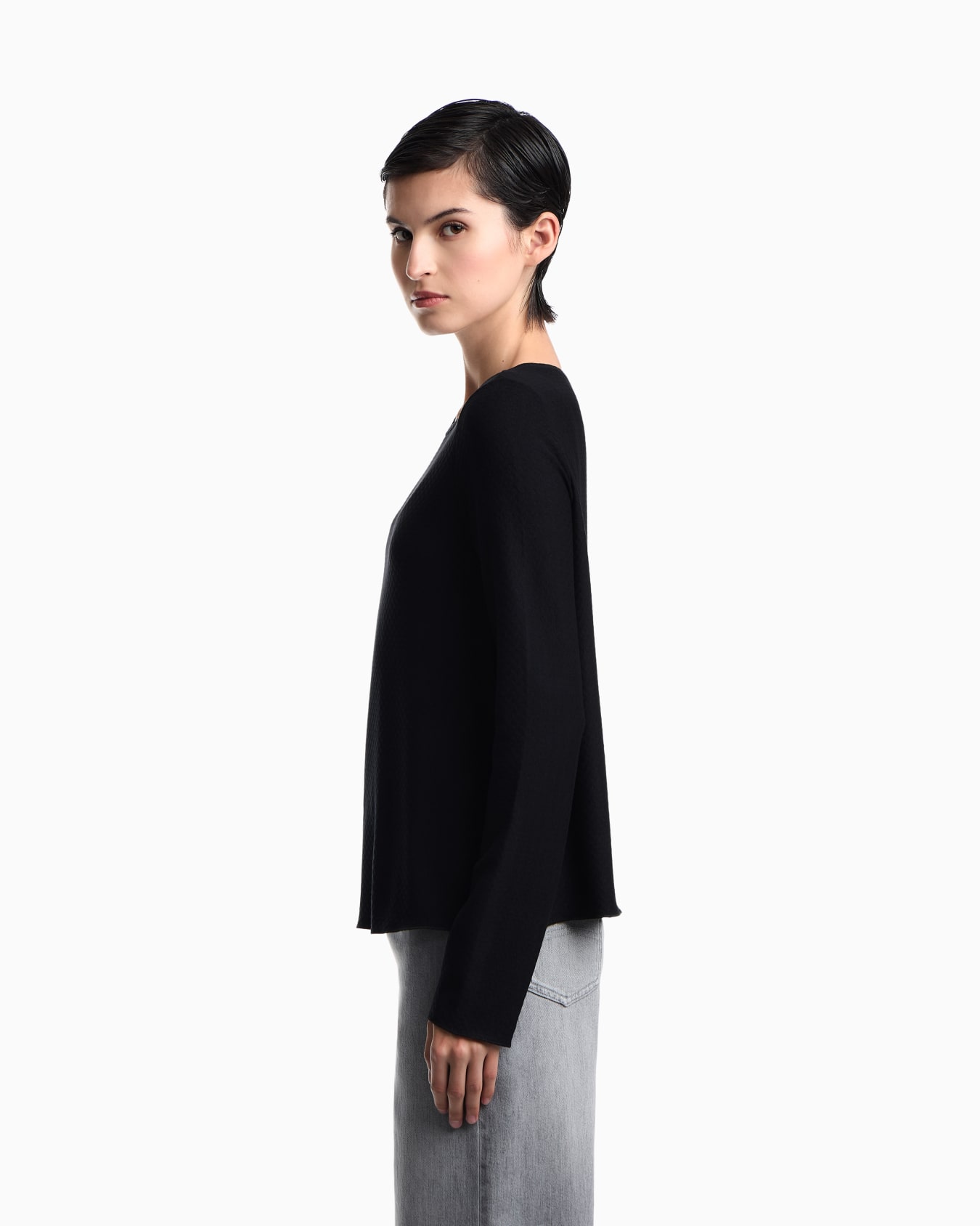 Jersey de manga larga con punto jacquard en relieve Diapositiva 7