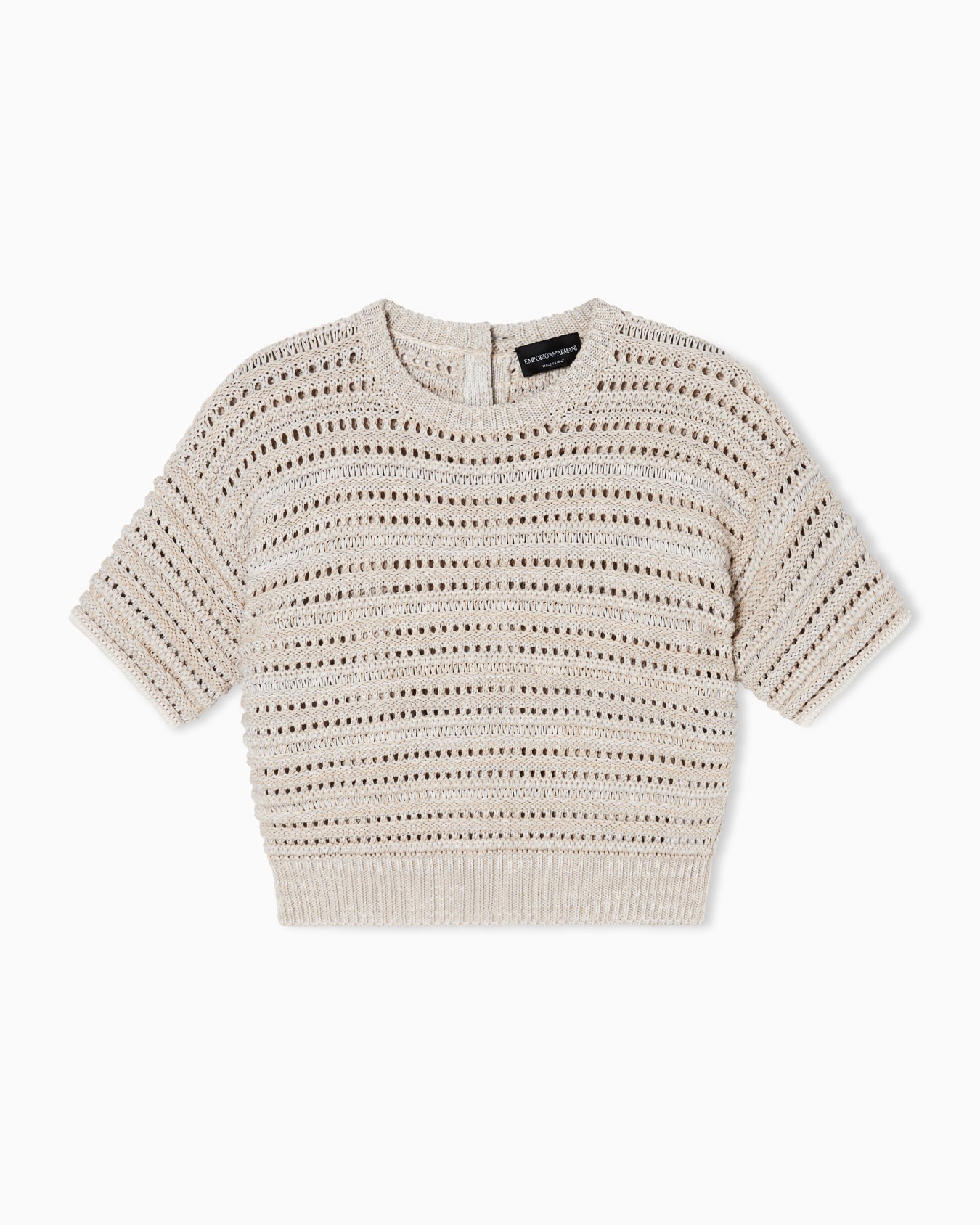 Short-sleeved sweater with perforated texture Slide 0