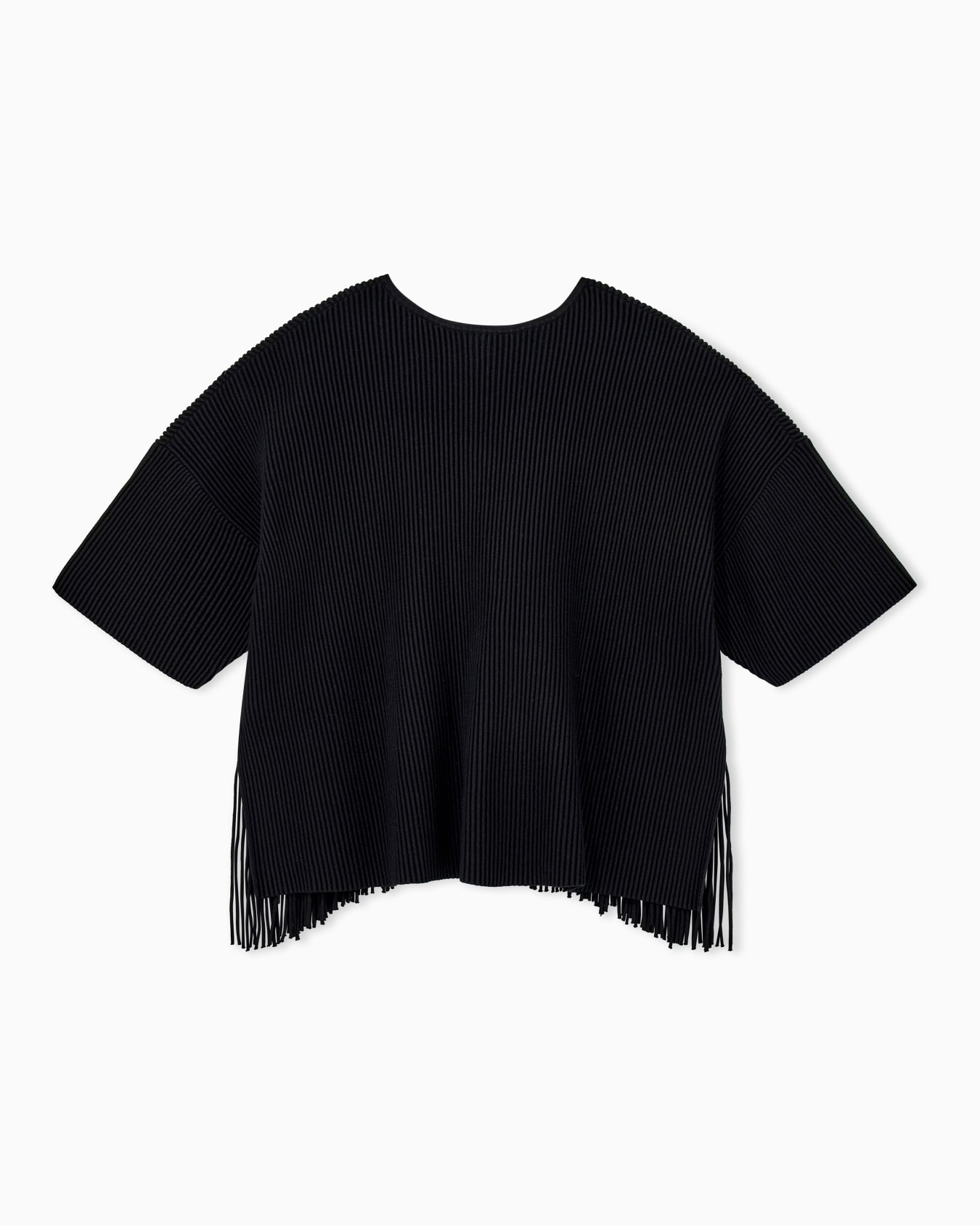 Cardigan in viscose ottoman with round neck and fringe Slide 0