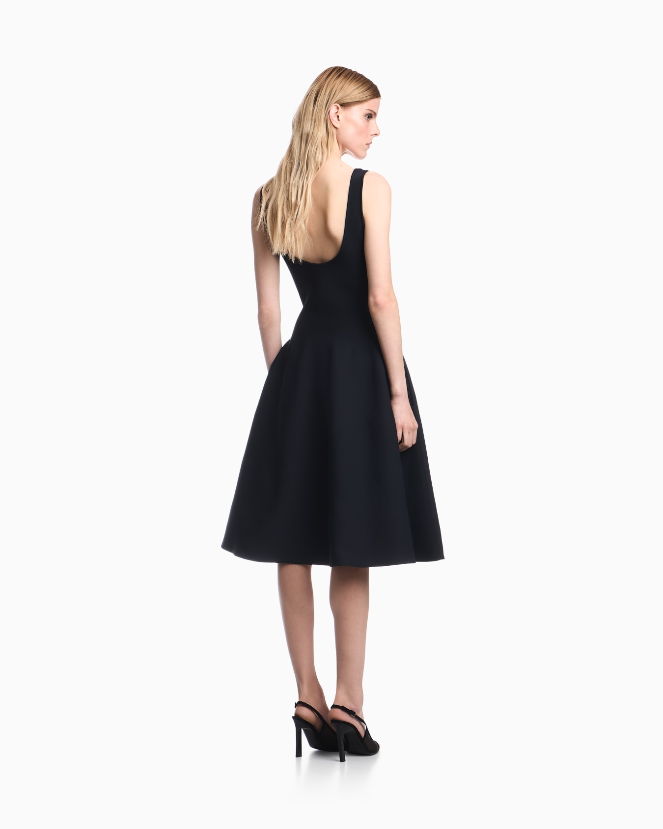 Sleeveless double knit A-line dress with a scoop neckline Slide 4