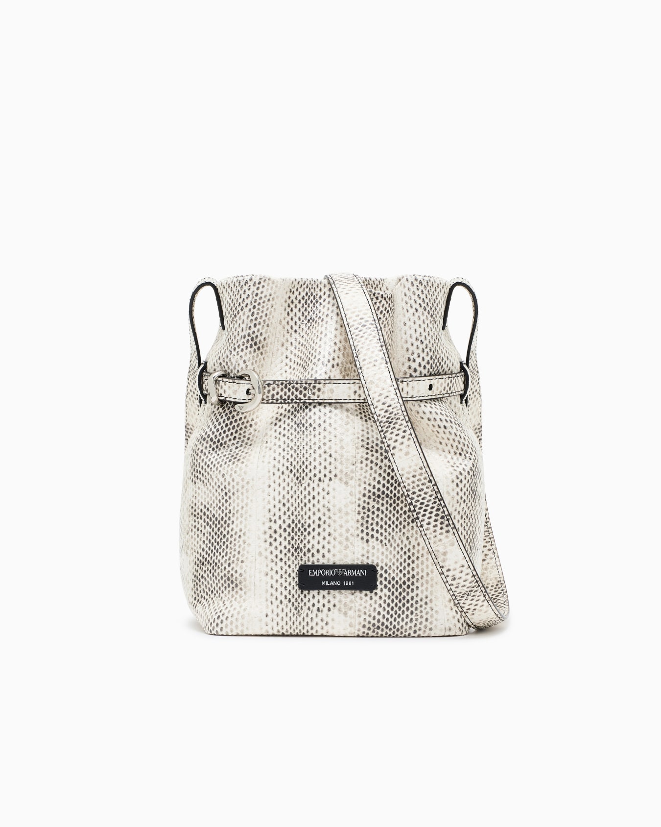 Python-print leather bucket bag Slide 0
