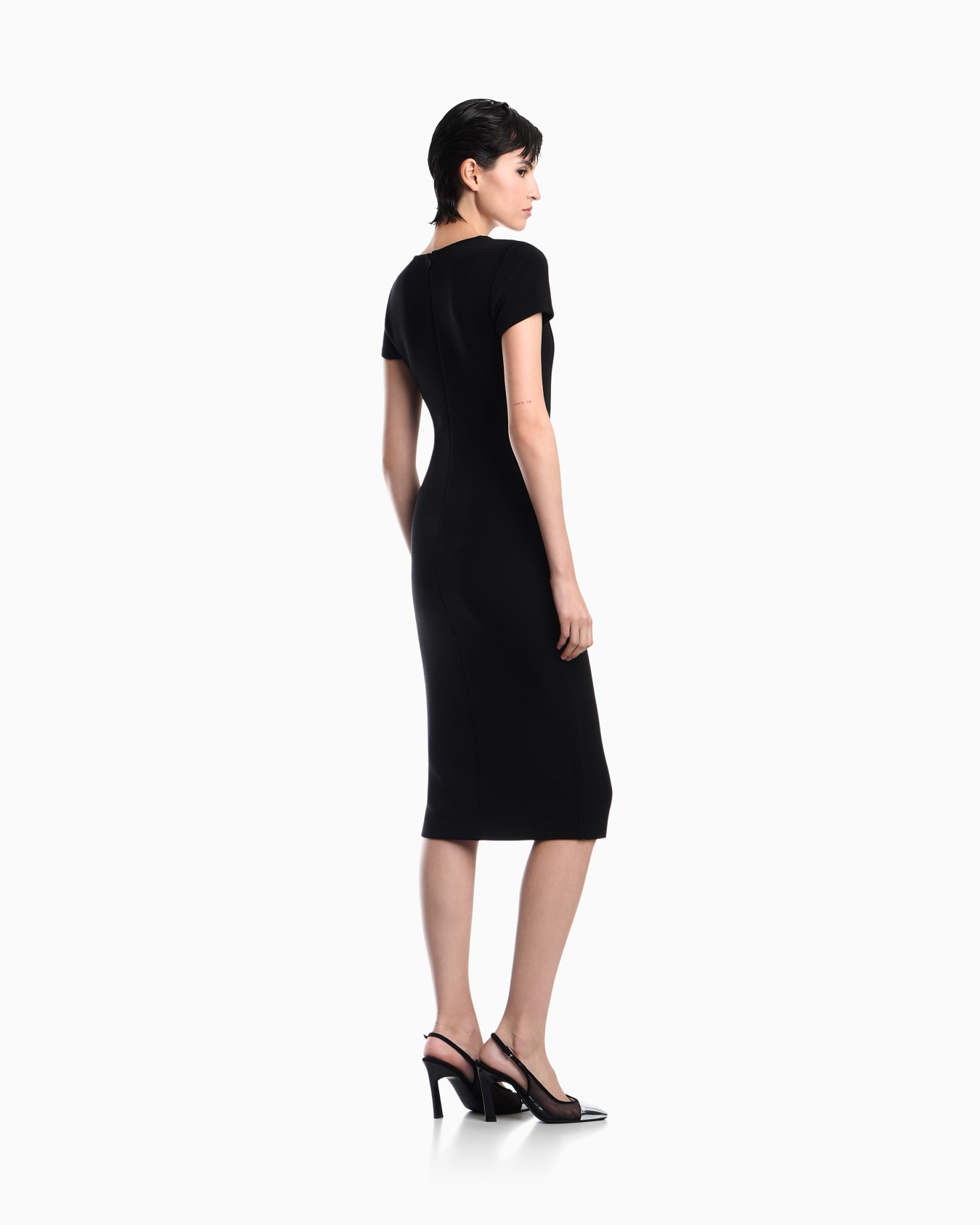 Unlined dress in ottoman jersey with matte satin piping Slide 4