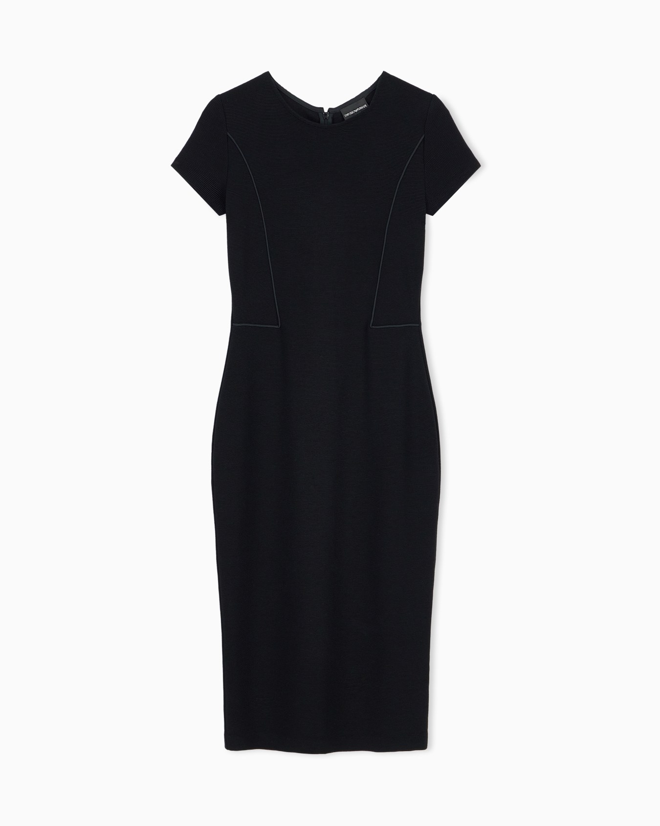 Unlined dress in ottoman jersey with matte satin piping Slide 0