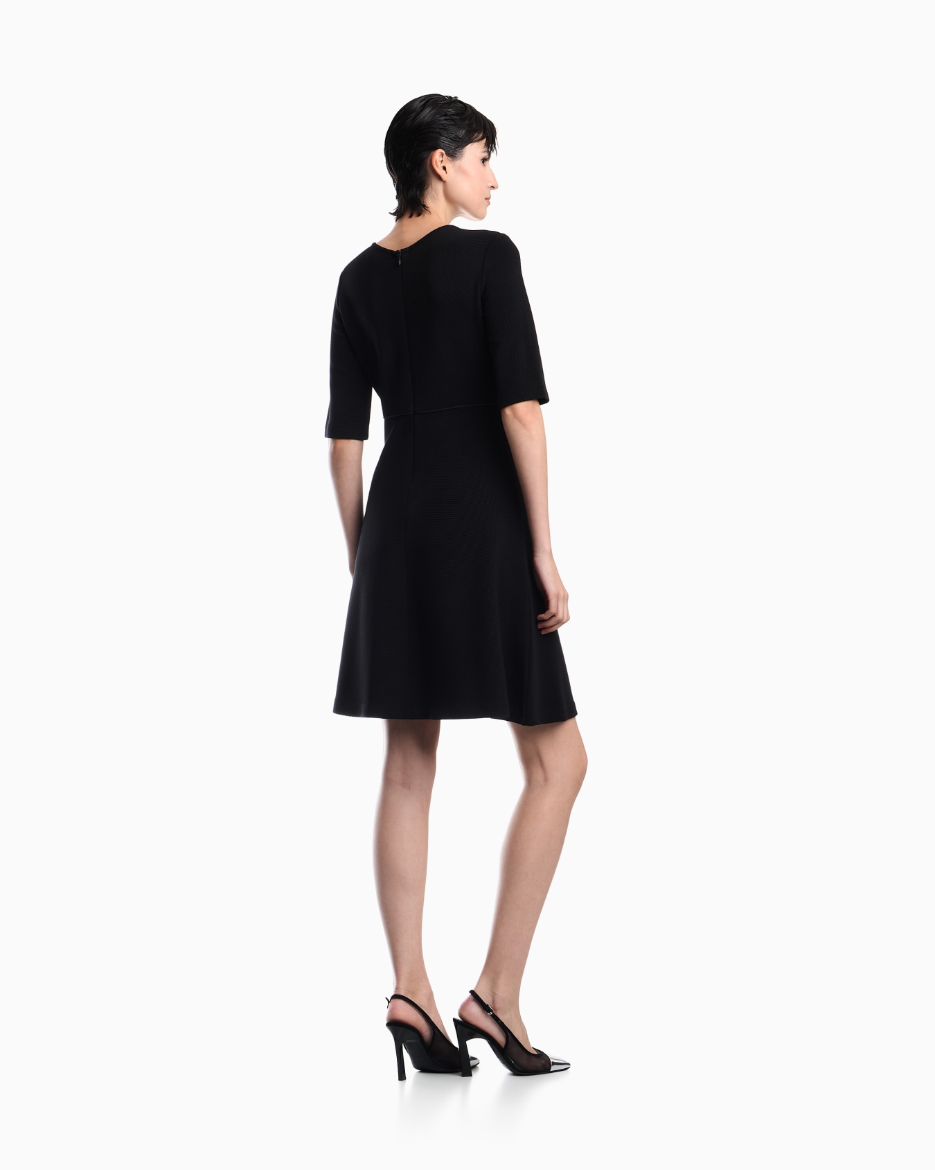Unlined dress in ottoman jersey with matte satin piping Slide 4