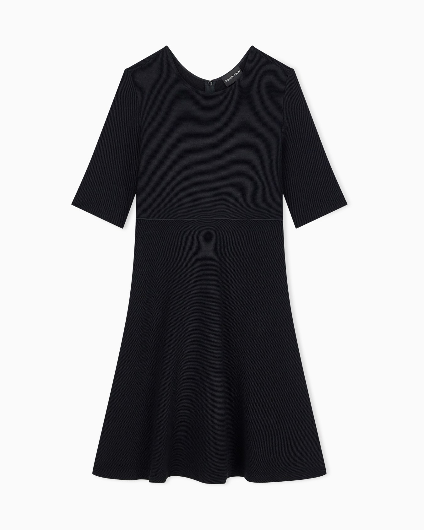Unlined dress in ottoman jersey with matte satin piping Slide 0
