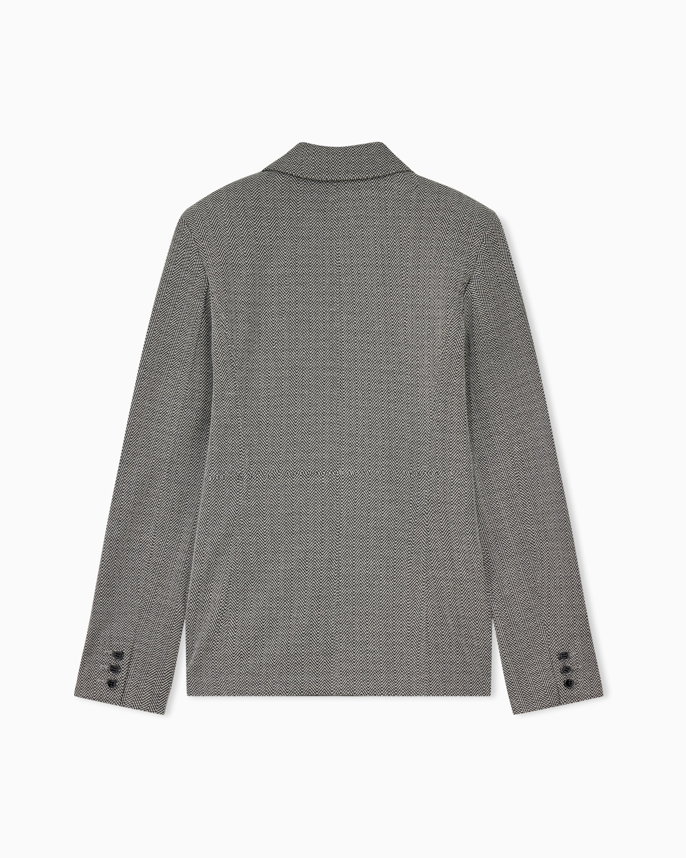 Double-breasted cotton jersey blazer with a chevron pattern Slide 1