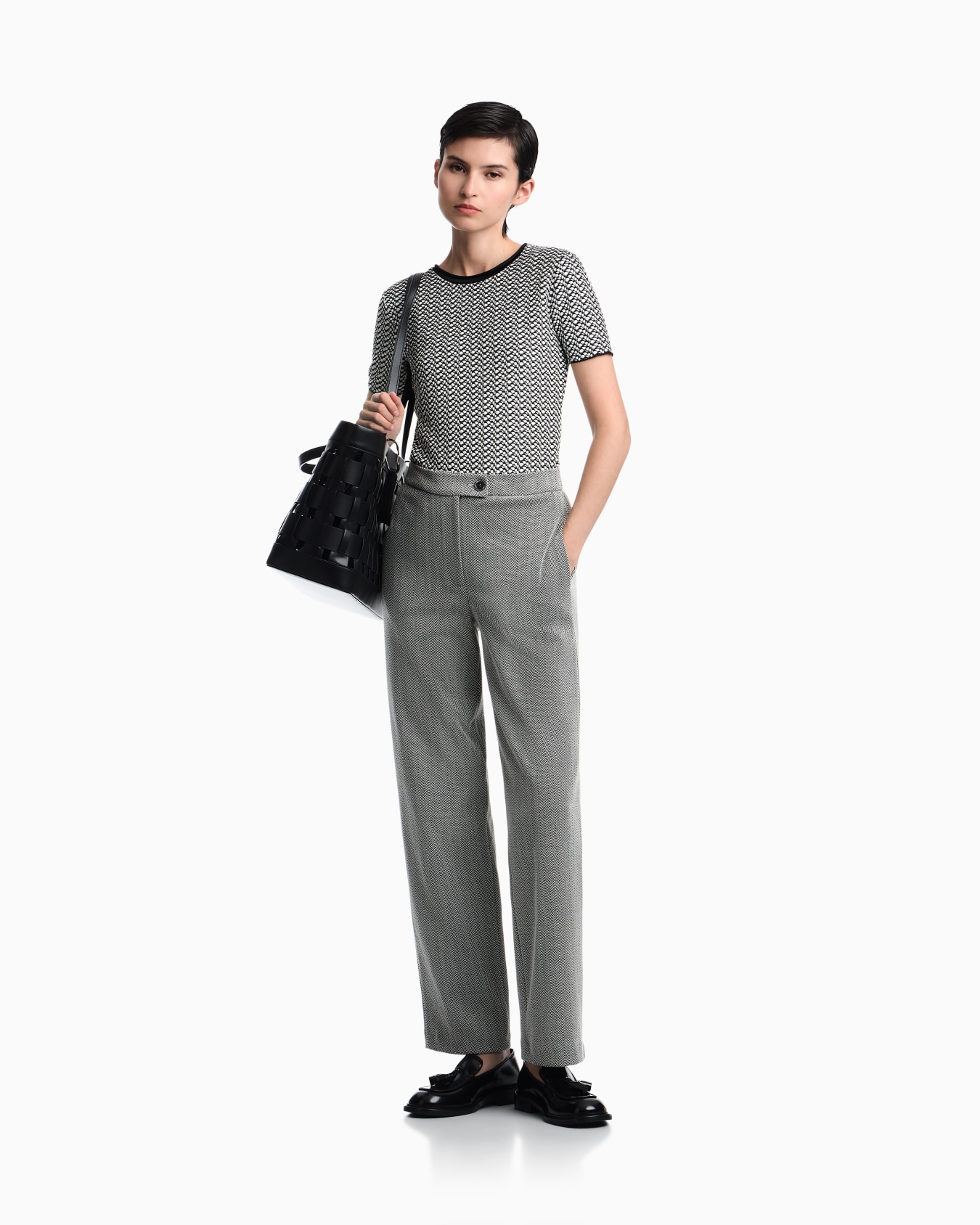 Pantaloni regular in jersey con motivo chevron Slide 1