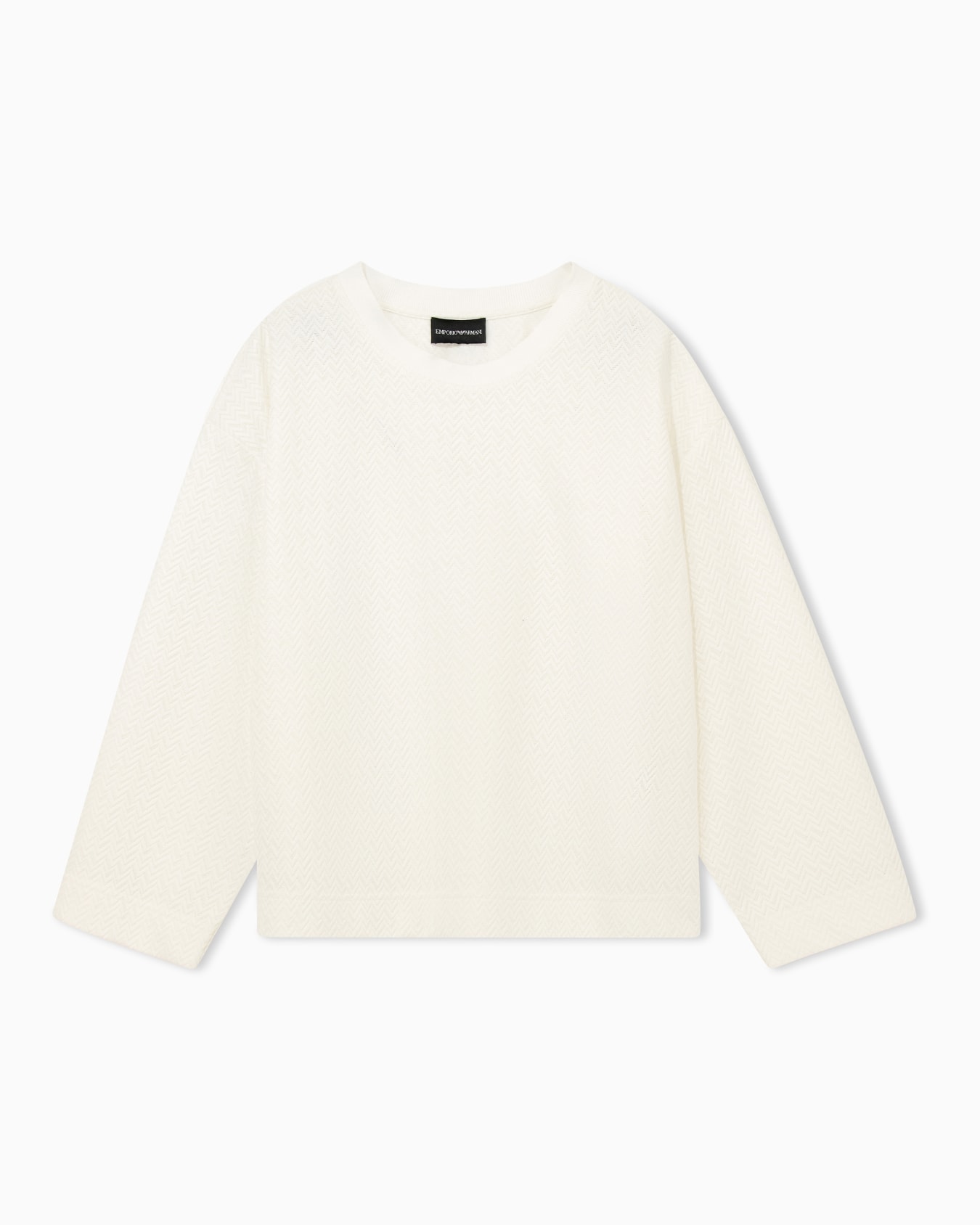 Crew neck cotton jacquard jumper with a chevron pattern Slide 0