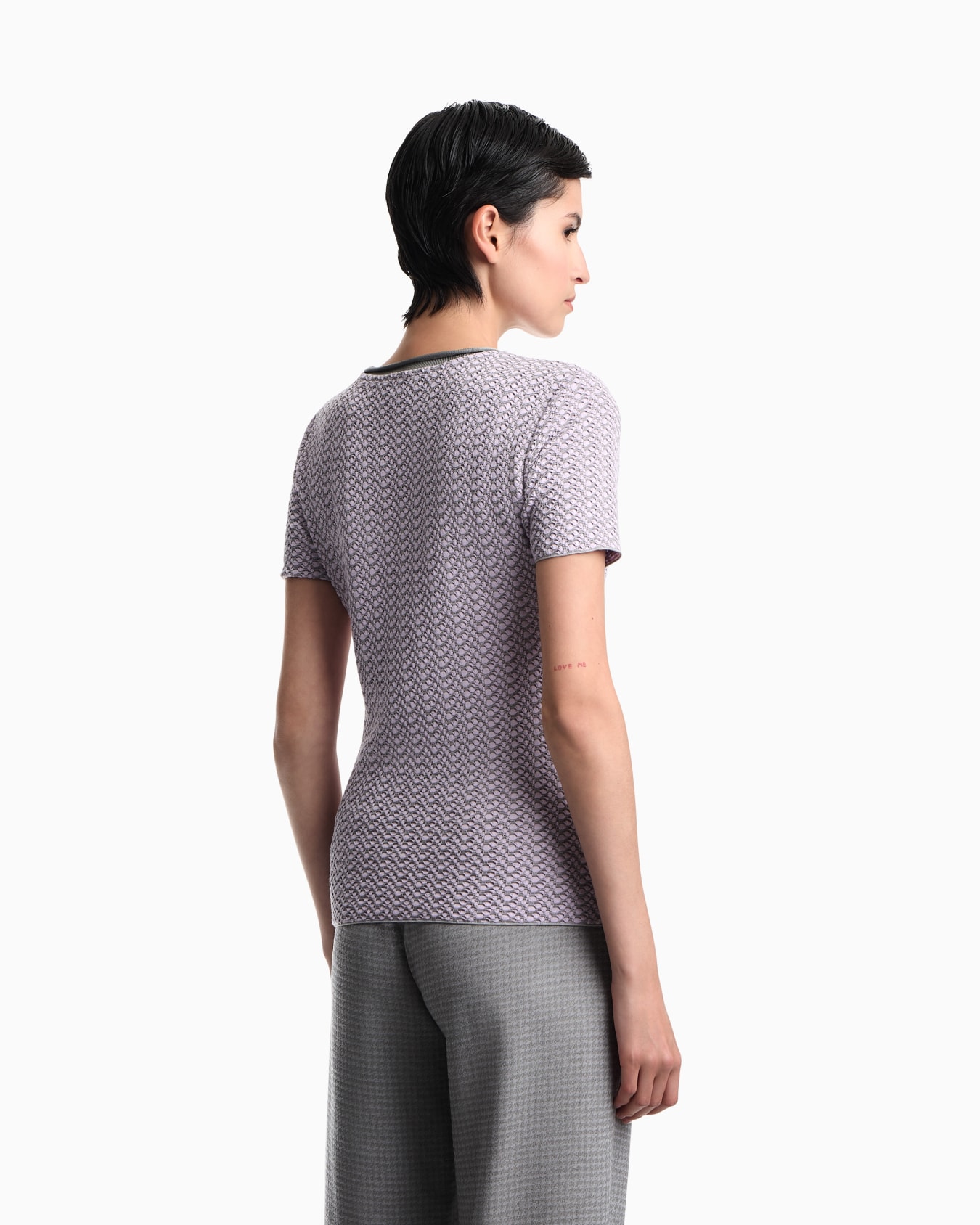 Camiseta de punto jacquard con motivo geométrico Diapositiva 5