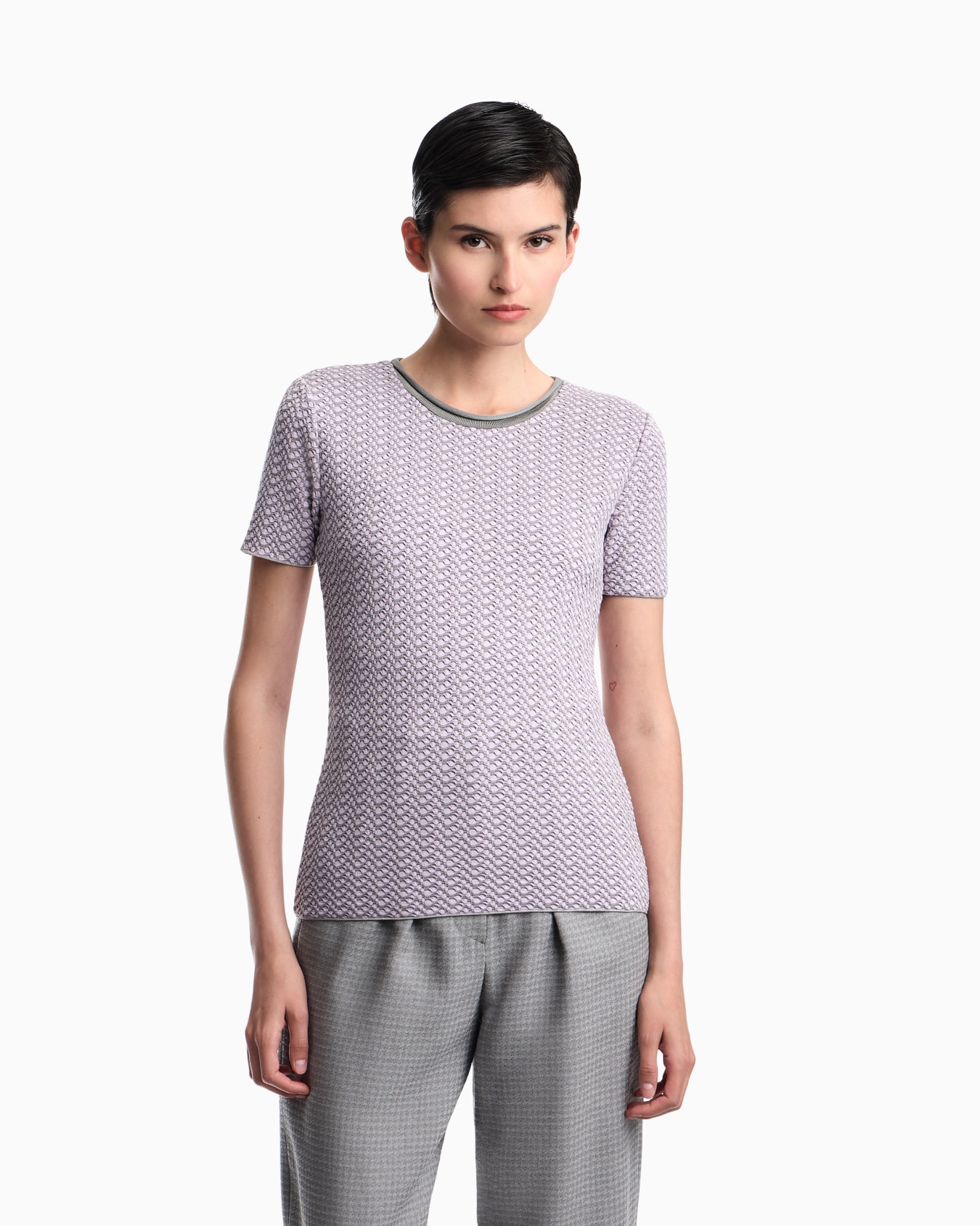 Camiseta de punto jacquard con motivo geométrico Diapositiva 3