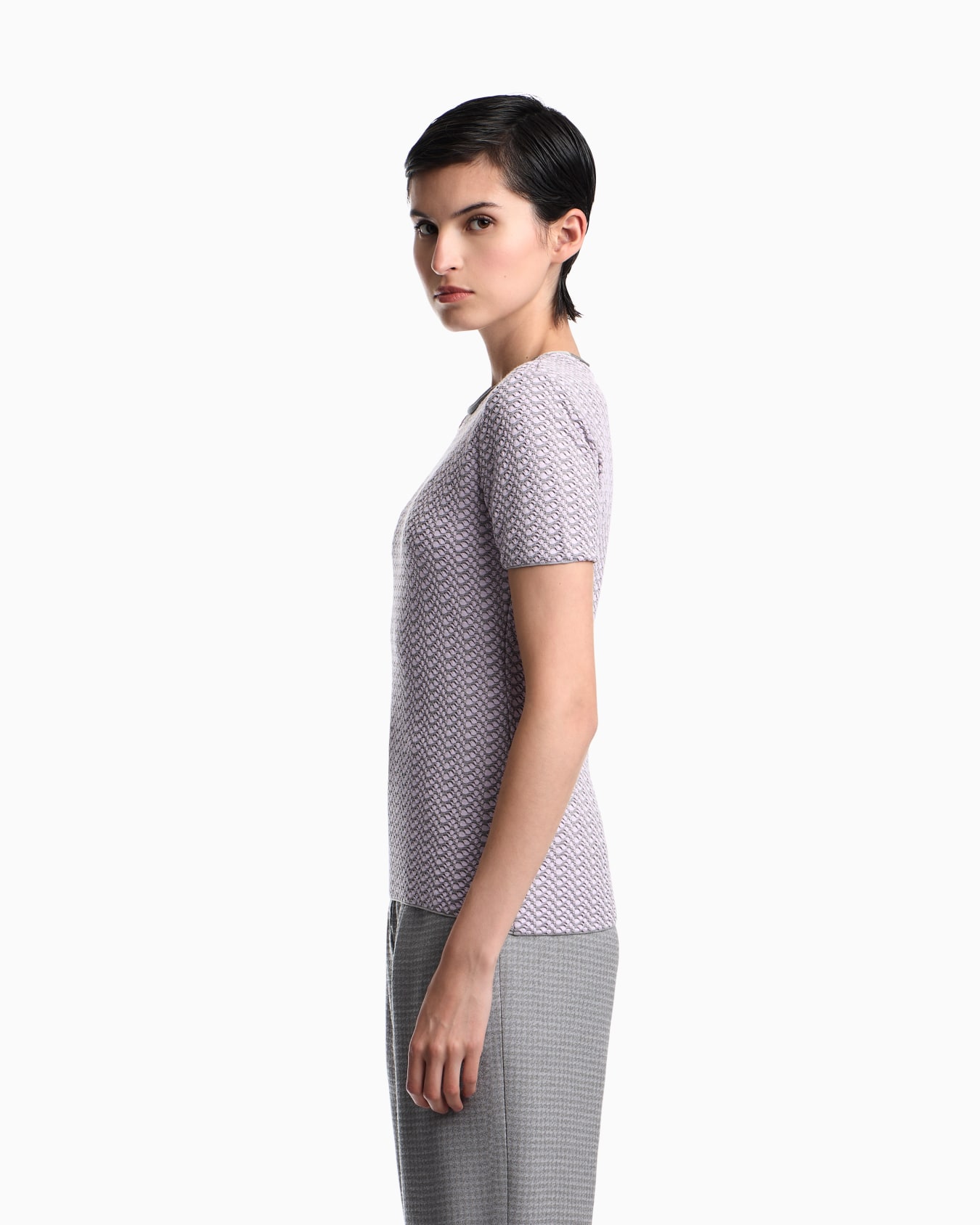 Camiseta de punto jacquard con motivo geométrico Diapositiva 7