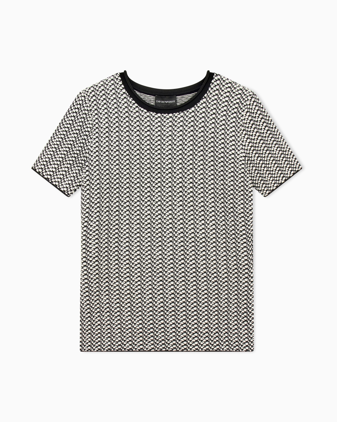 Short-sleeve jumper in geometric jacquard jersey Slide 0