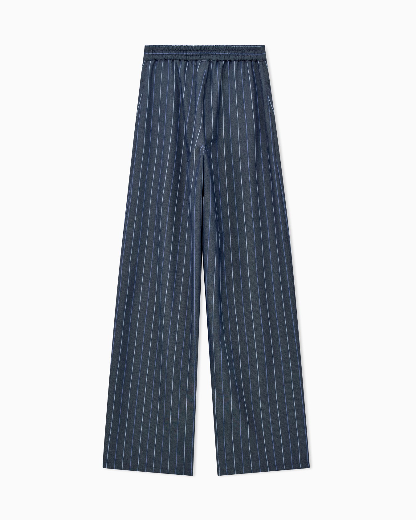 Trousers in jacquard striped denim with a wide leg Slide 1