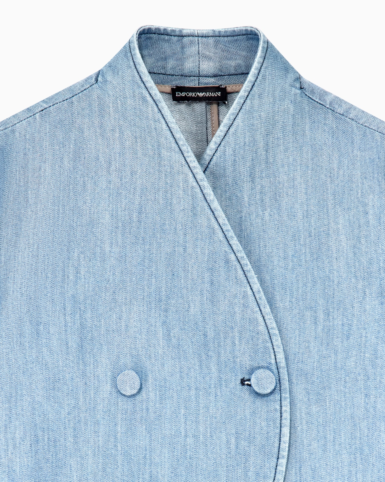 Blazer in metal-look denim with double-breasted wrap front Slide 3