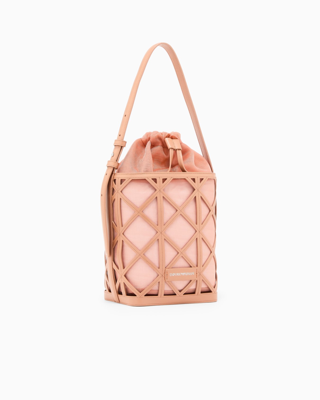 Bolso cubo de piel y malla Diapositiva 1