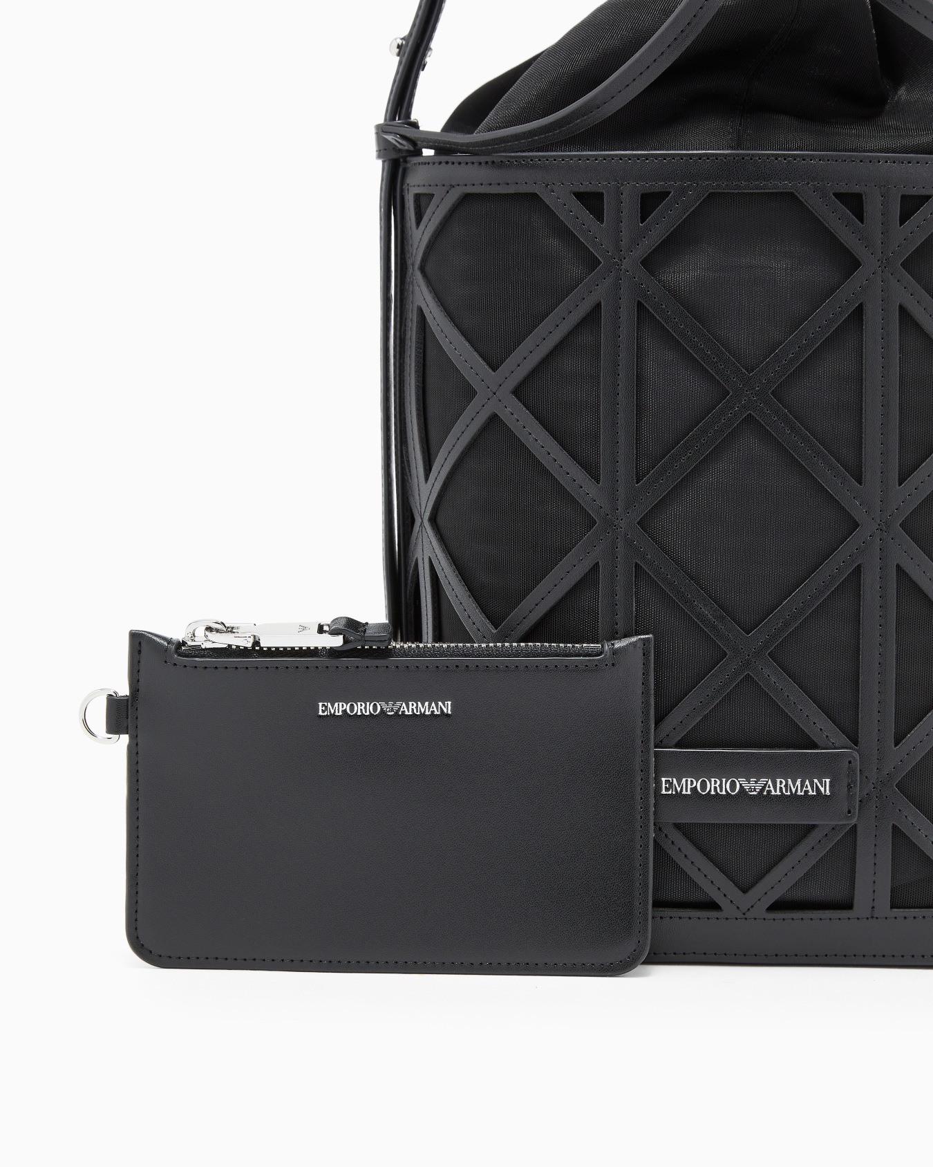 Bolso cubo de piel y malla Diapositiva 5