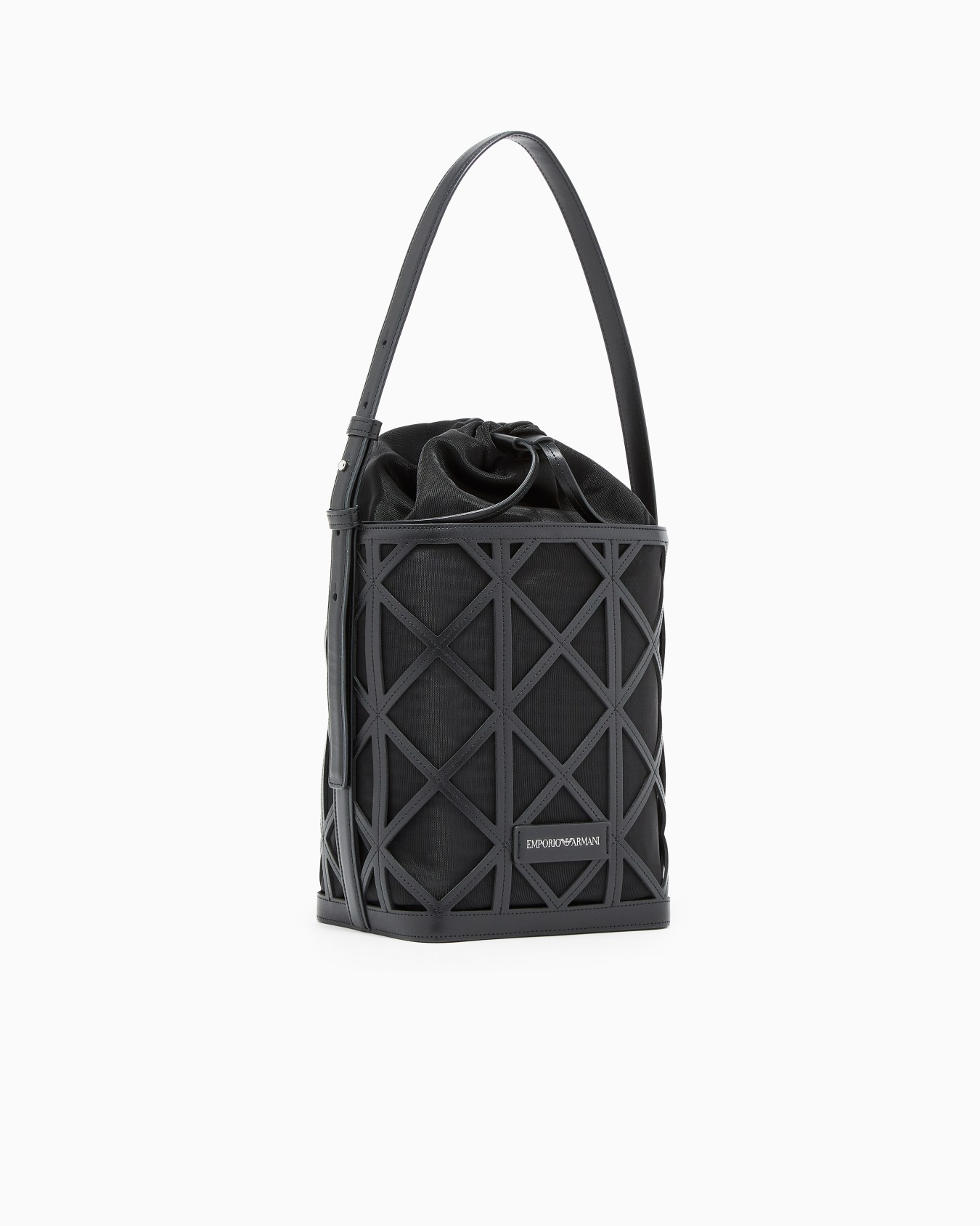 Bolso cubo de piel y malla Diapositiva 1