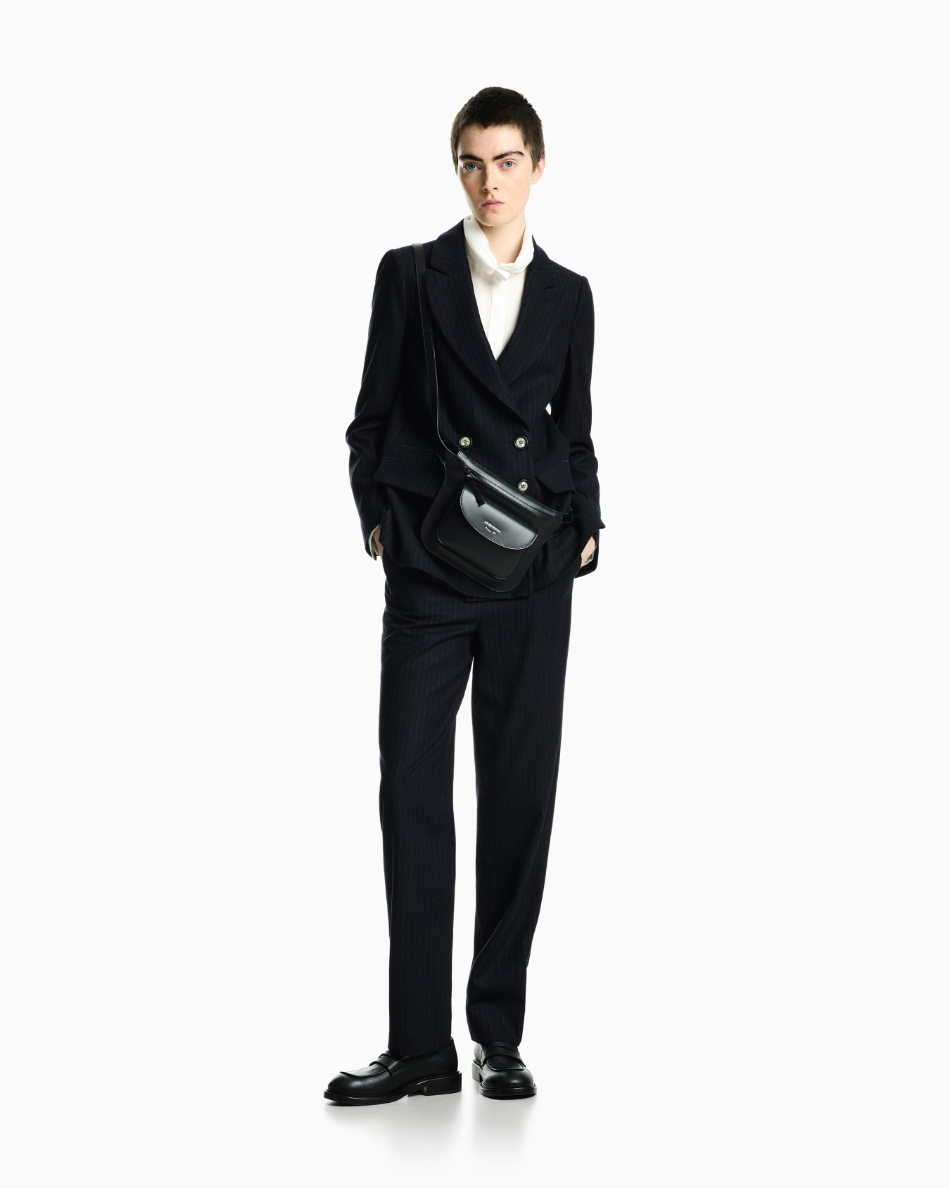 Pinstripe wool blend pants Signature Capsule Slide 1