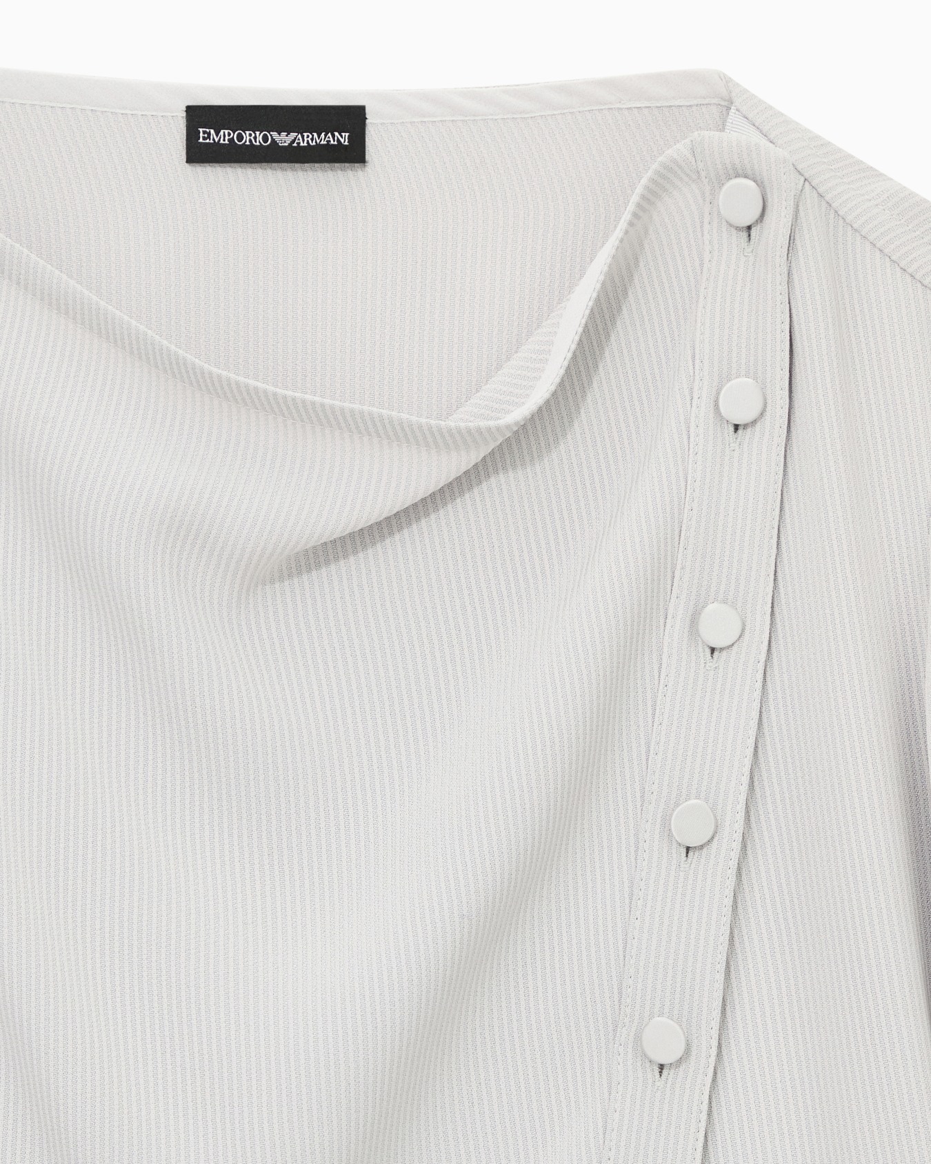 Long-sleeve canneté blouse with asymmetrical buttons Slide 2