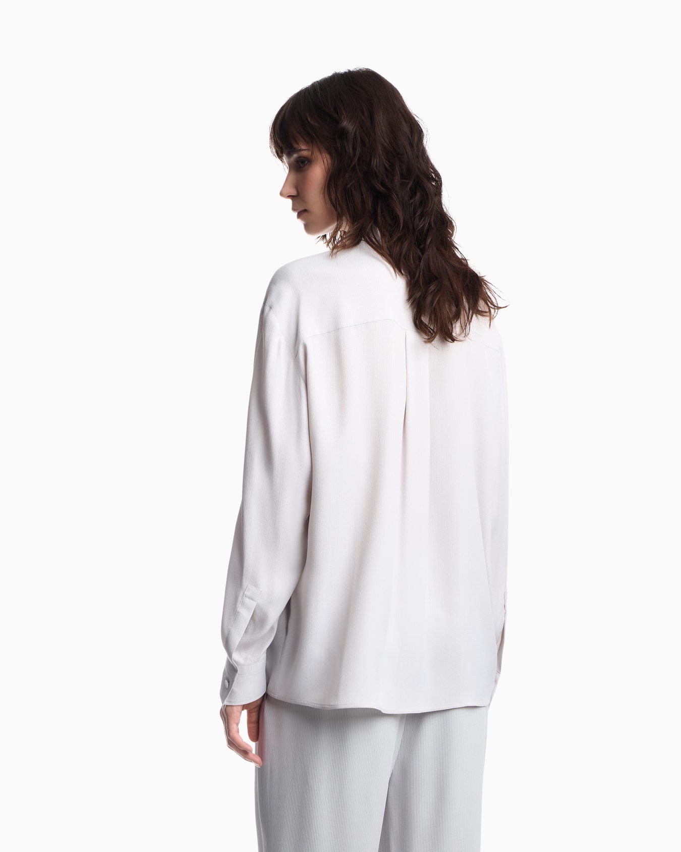 Scarf collar shirt in textured silk blend Signature Capsule Slide 5