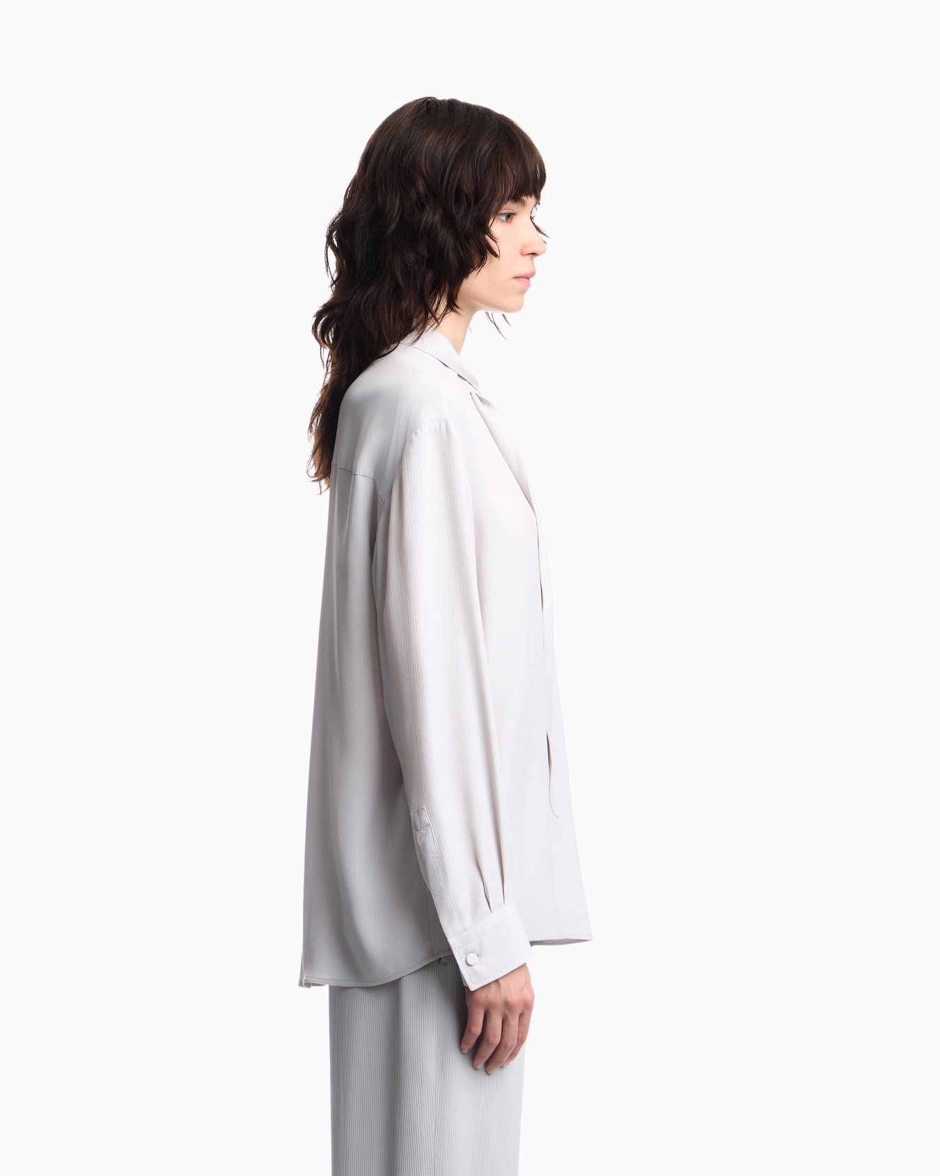 Scarf collar shirt in textured silk blend Signature Capsule Slide 7
