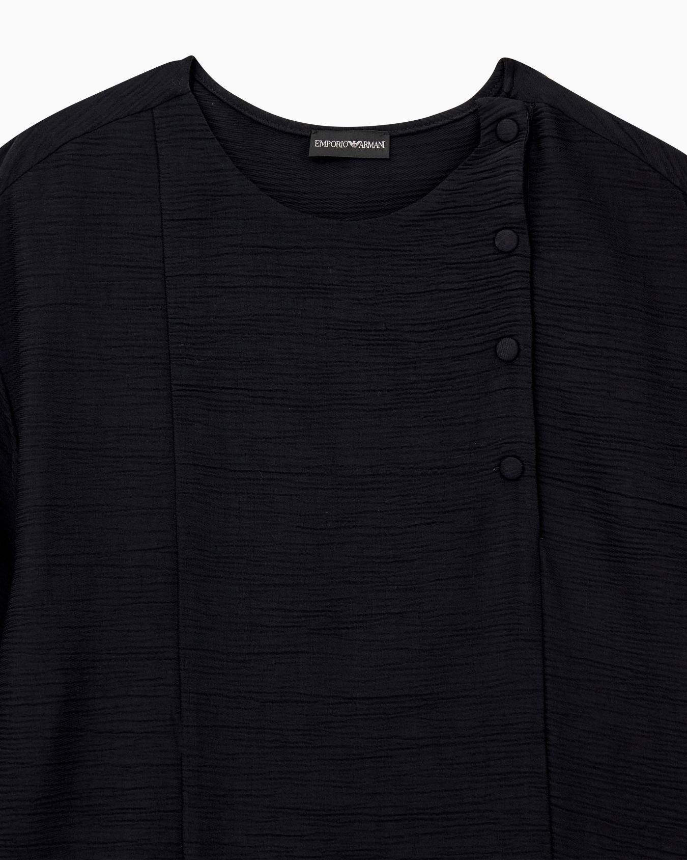 Shirt in textured viscose and wool with covered buttons Slide 2