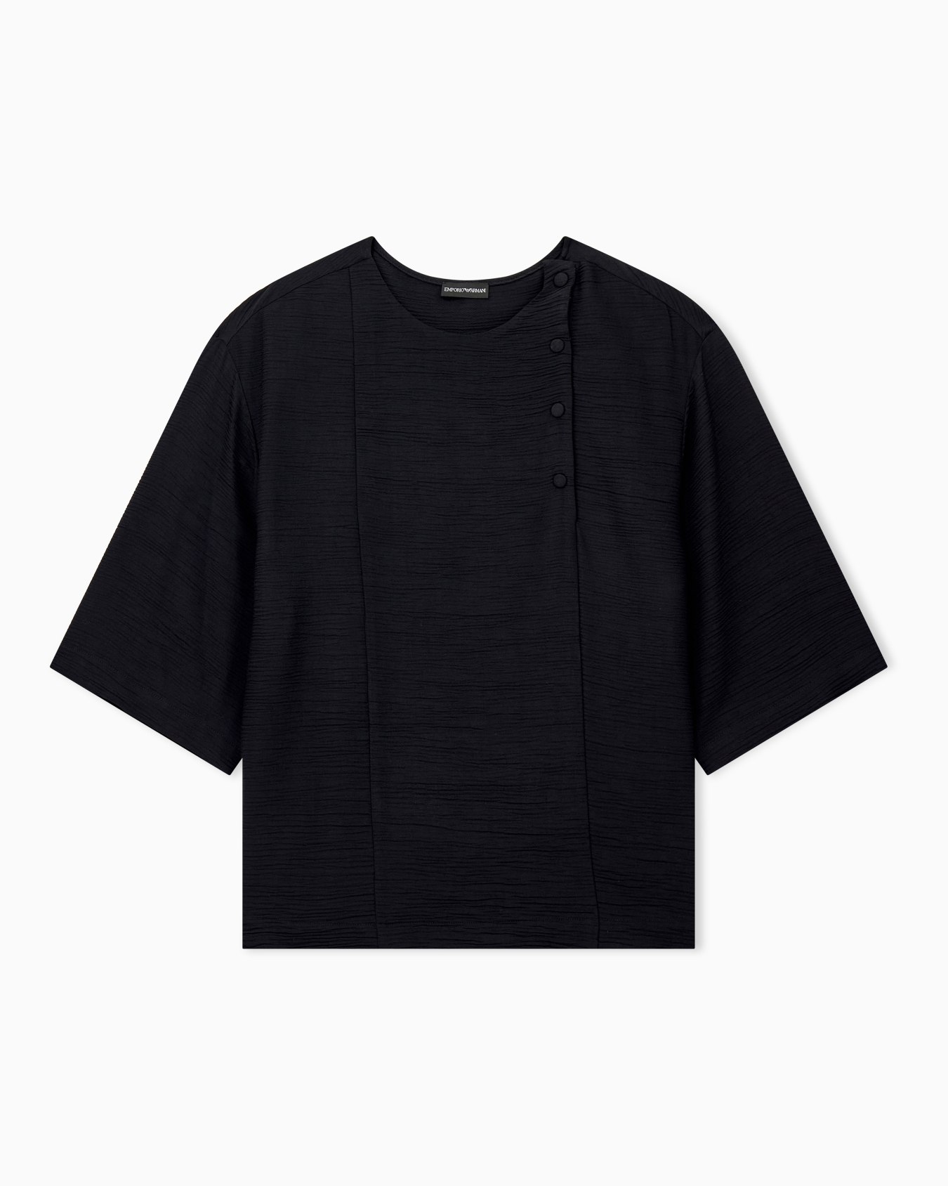 Shirt in textured viscose and wool with covered buttons Slide 0