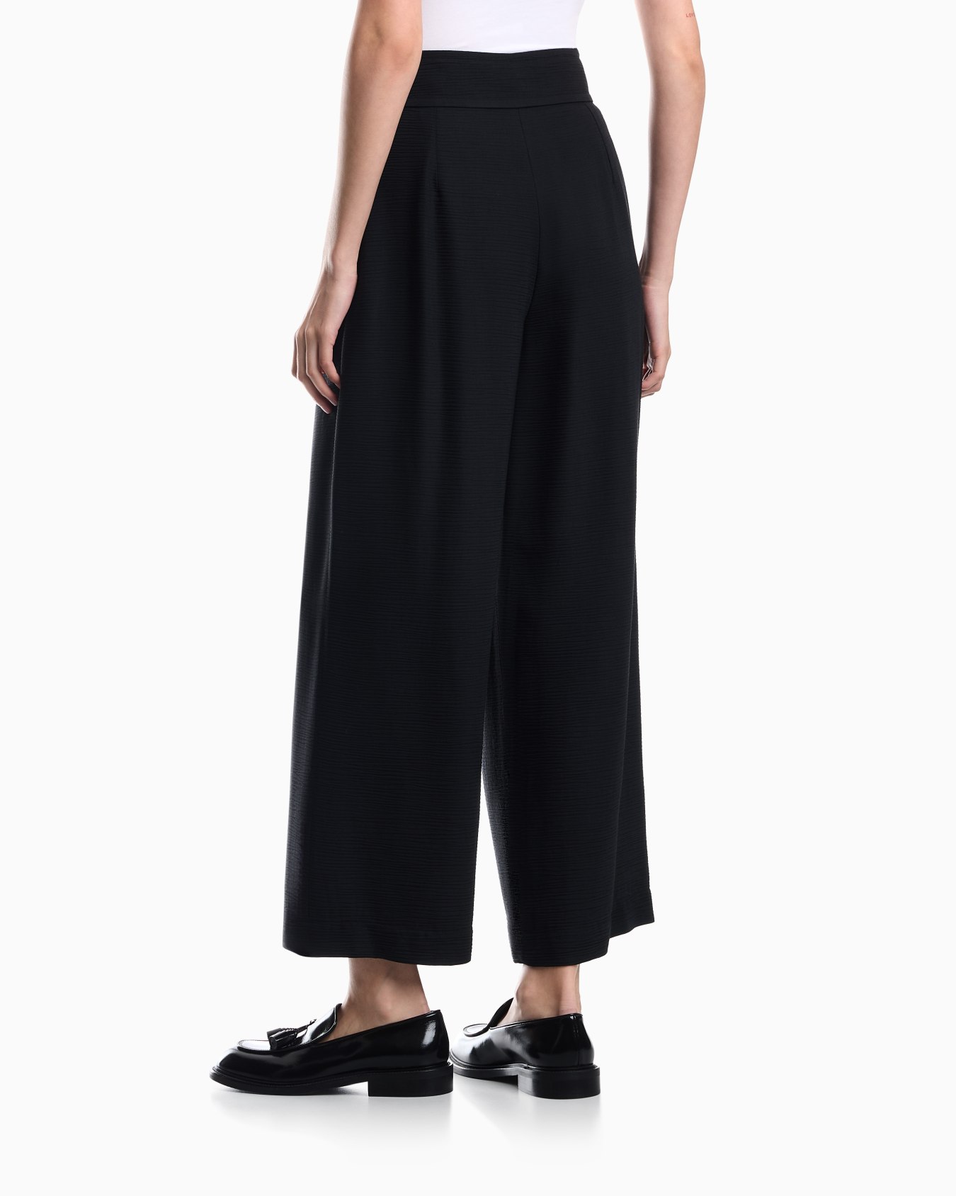 Palazzo pants in textured bark-effect fabric Signature Capsule Slide 5