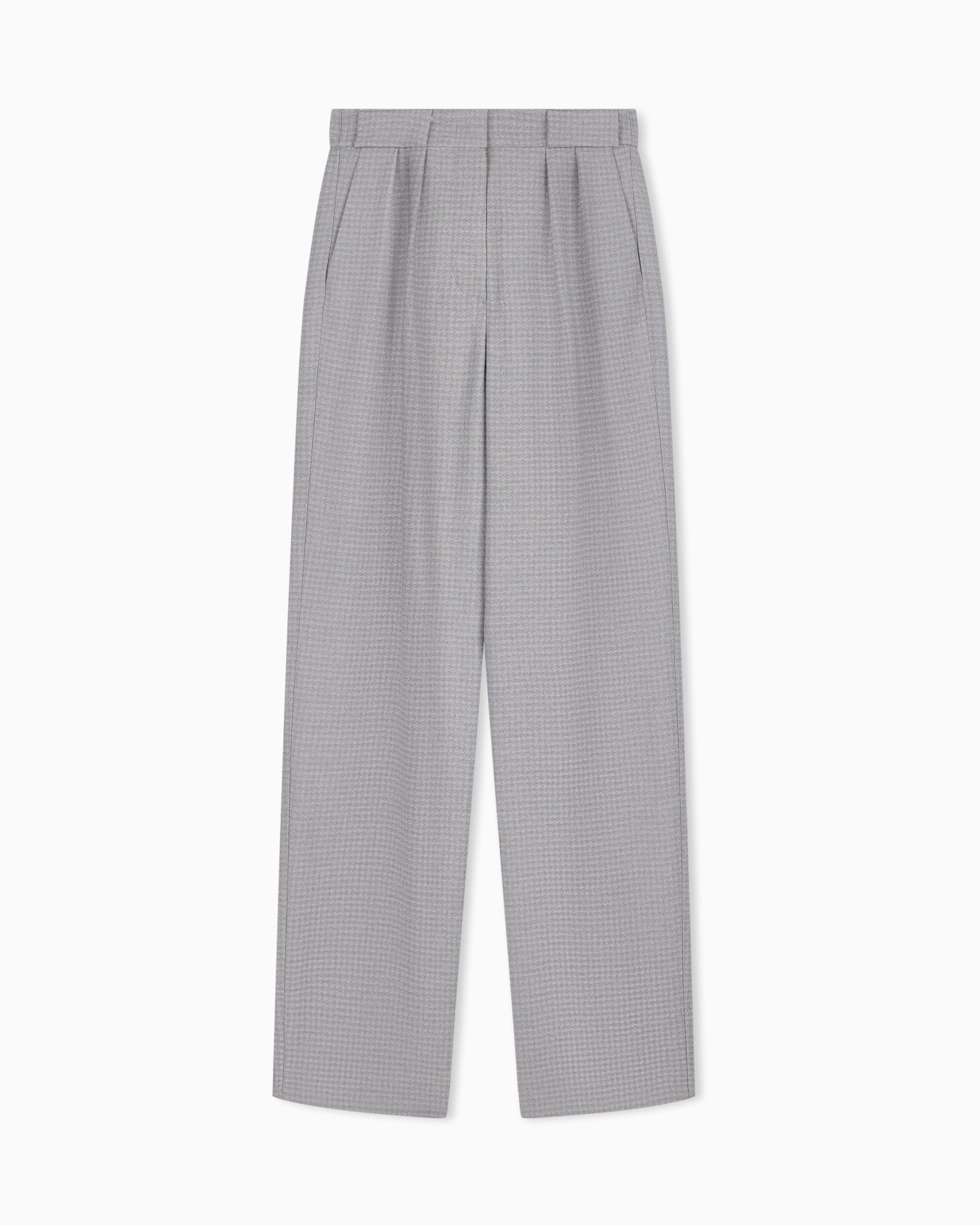 High-waisted trousers in houndstooth viscose and wool Slide 0