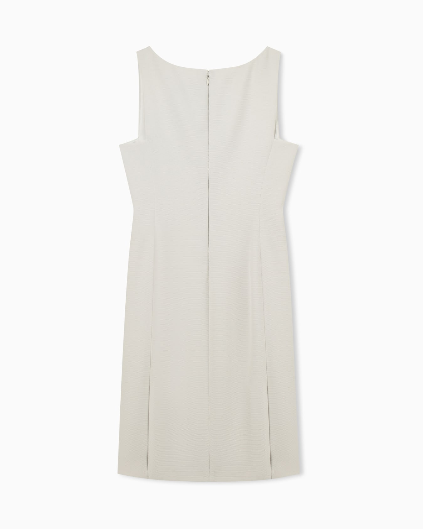 Slim sleeveless dress with a boat neckline and back zip 슬라이드 1