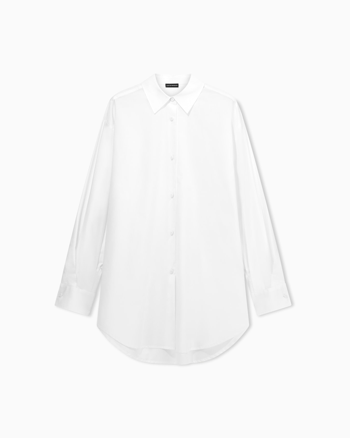 Cotton poplin shirt with a pointed collar and long sleeves Slide 0