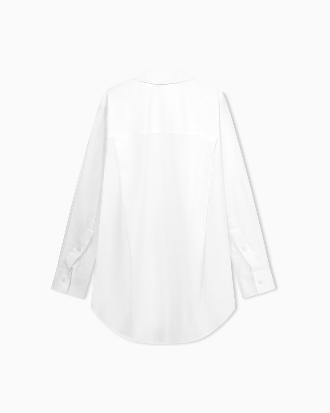 Cotton poplin shirt with a pointed collar and long sleeves Slide 2