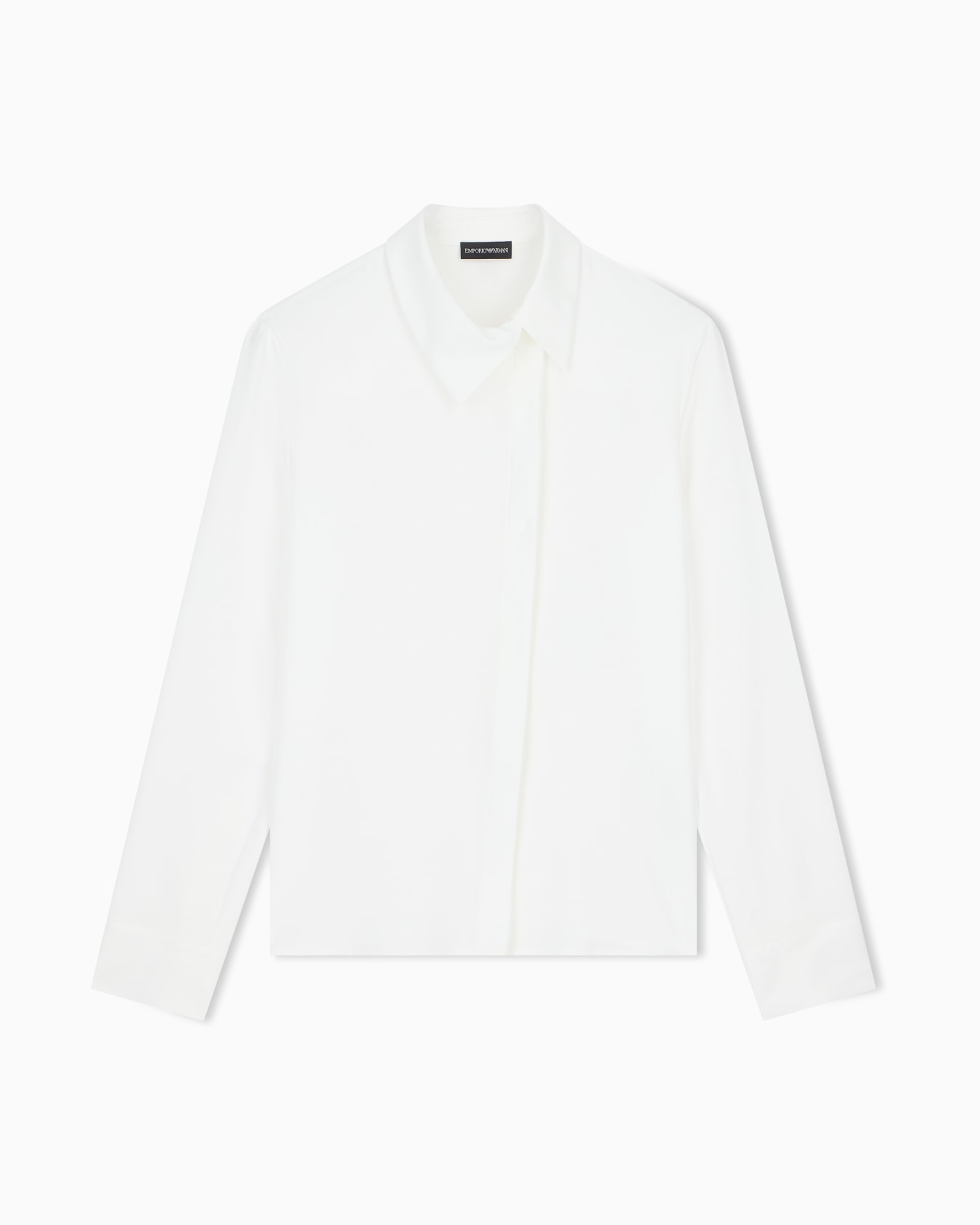 Long-sleeve crepe satin shirt with a hidden button placket Slide 0