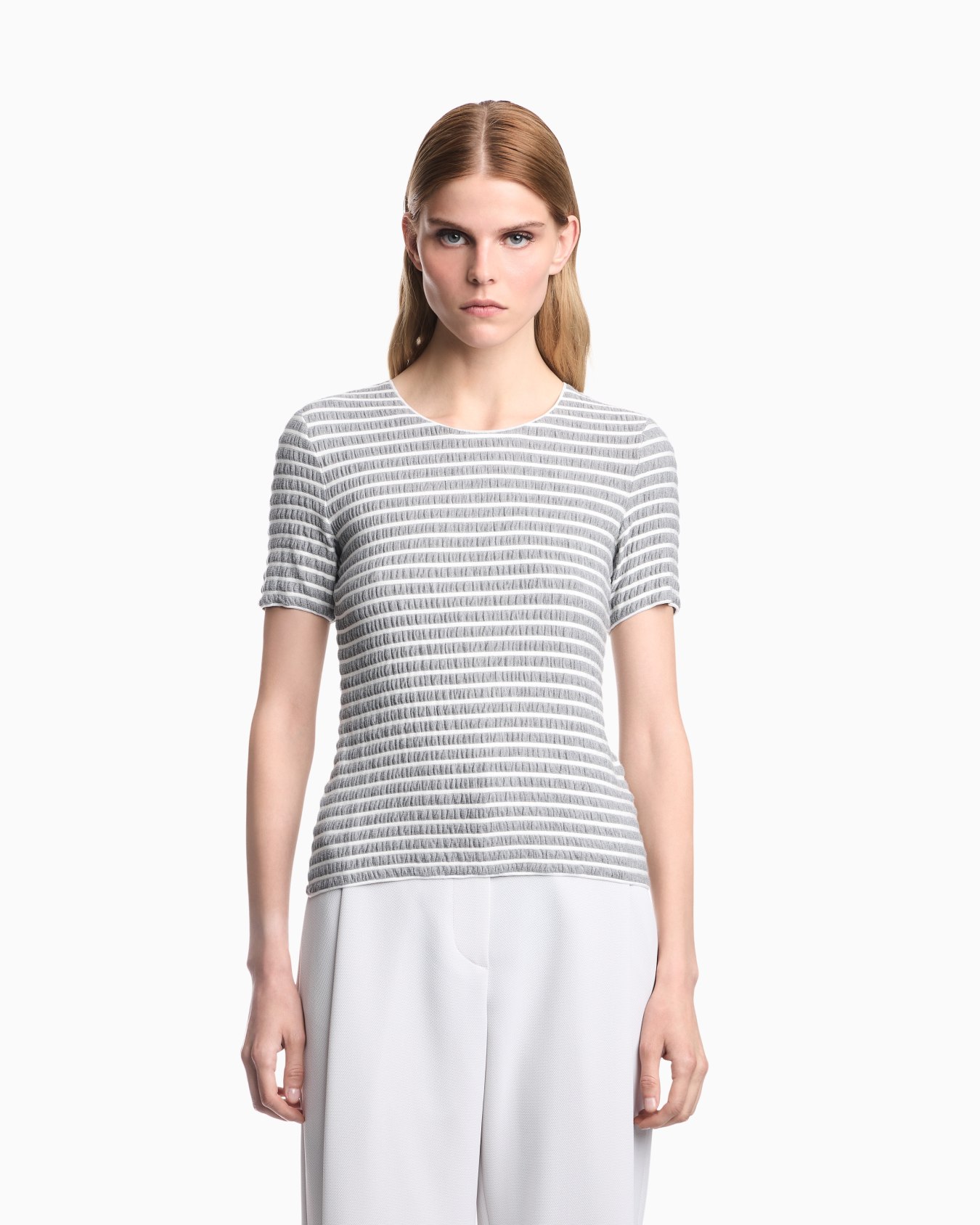Jumper Slim Fit aus gestreiftem Viskosejersey Folie 3
