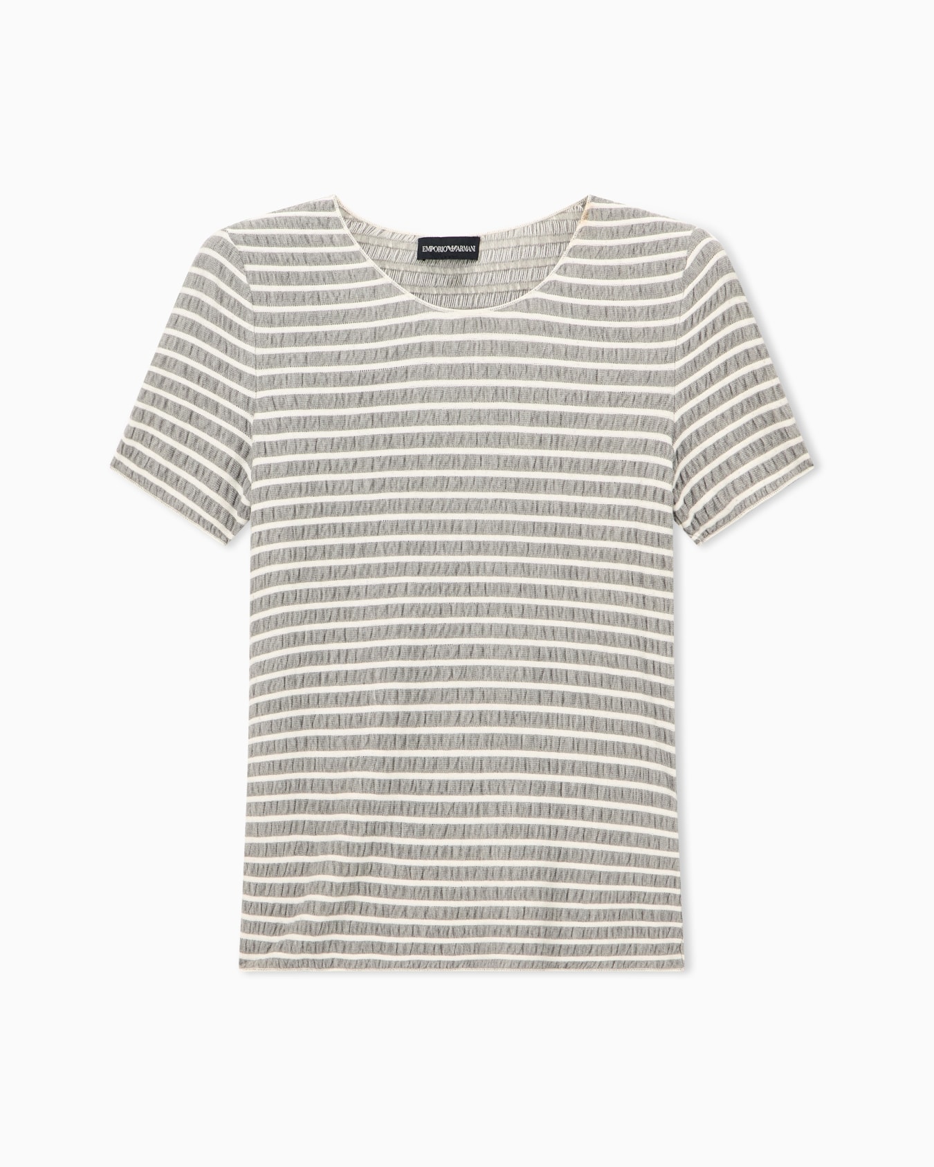 Crew neck T-shirt in striped embossed jacquard jersey Slide 0